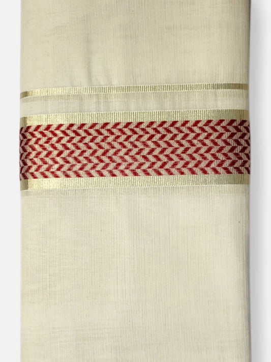Premium Wedding Handloom Balaramapuram Unaakupaavu Kasavu Mundu for Men