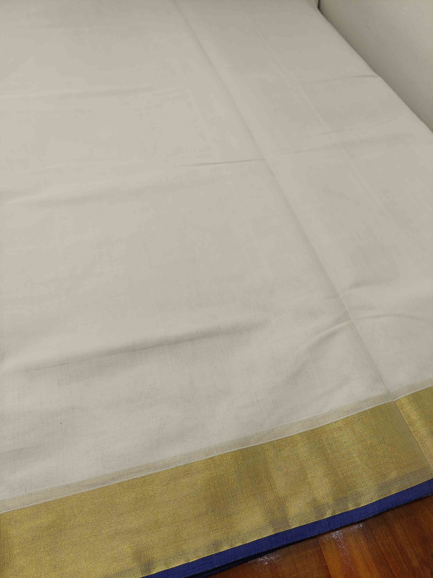 Kerala Saree Balaramapuram Handloom with Blue & Gold Colour