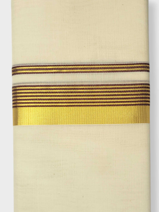 Original Balaramapuram Handloom Kasavu Mundu for Men