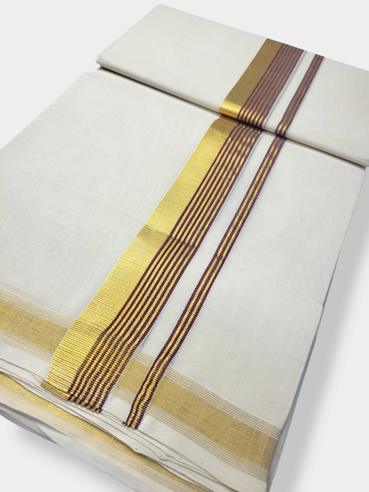 Original Balaramapuram Handloom Kasavu Mundu for Men