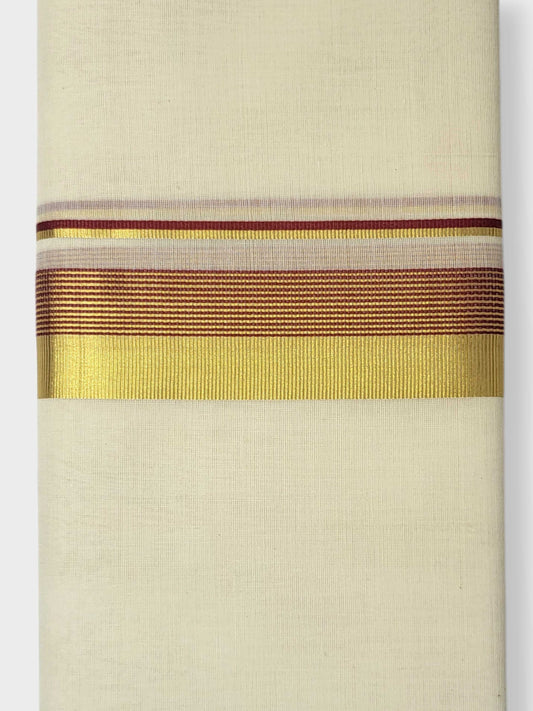 Original Balaramapuram Handloom Kasavu Mundu for Men