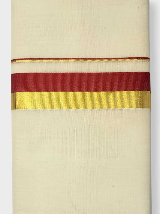 Original Balaramapuram Handloom Kasavu Mundu for Men