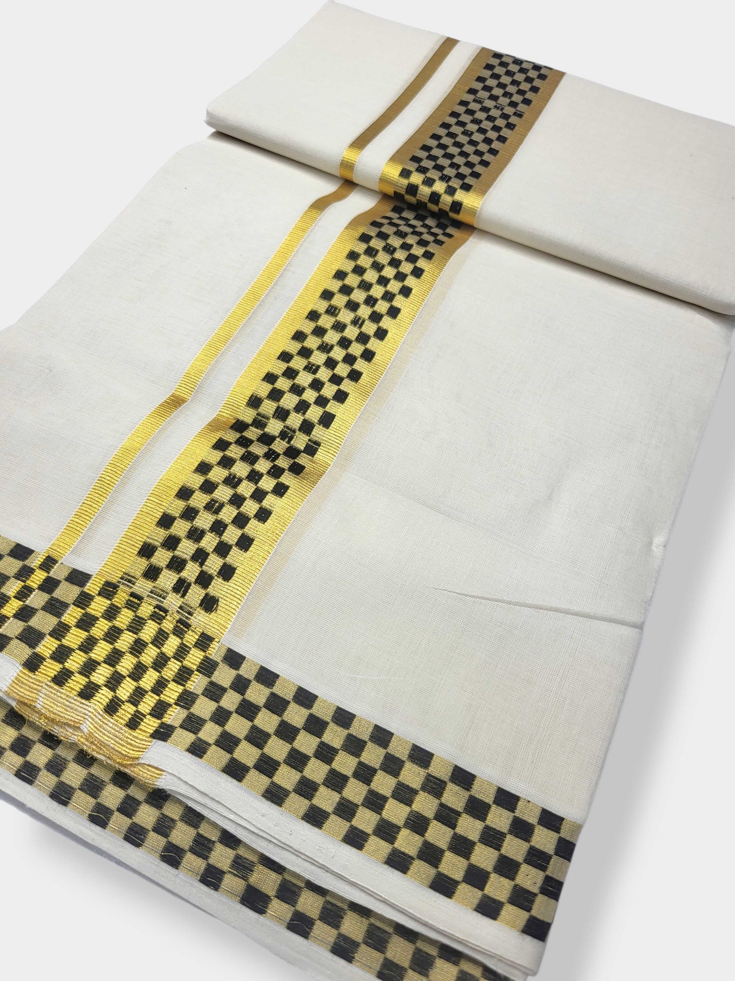 Original Balaramapuram Handloom Kasavu Mundu for Men