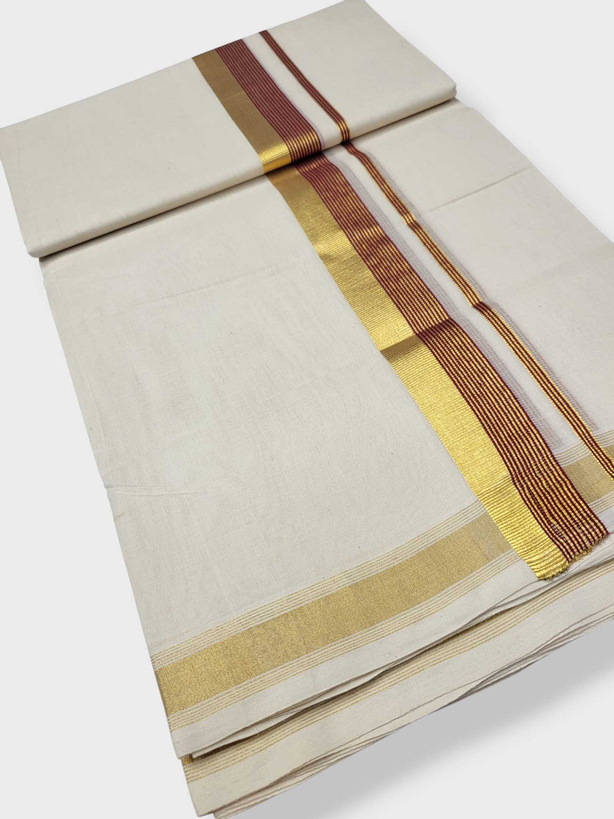 Original Balaramapuram Handloom Kasavu Mundu for Men