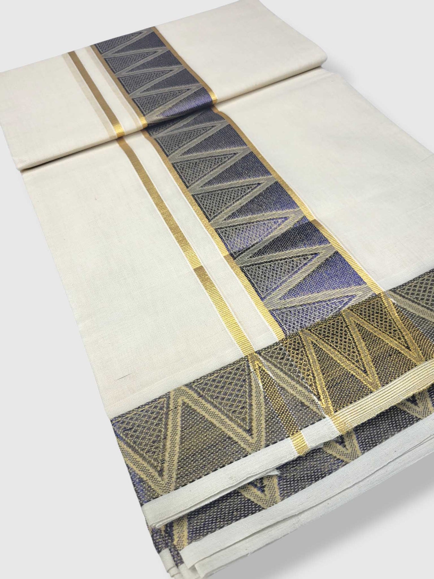 Premium Wedding Handloom Balaramapuram Unaakupaavu Kasavu Mundu for Men