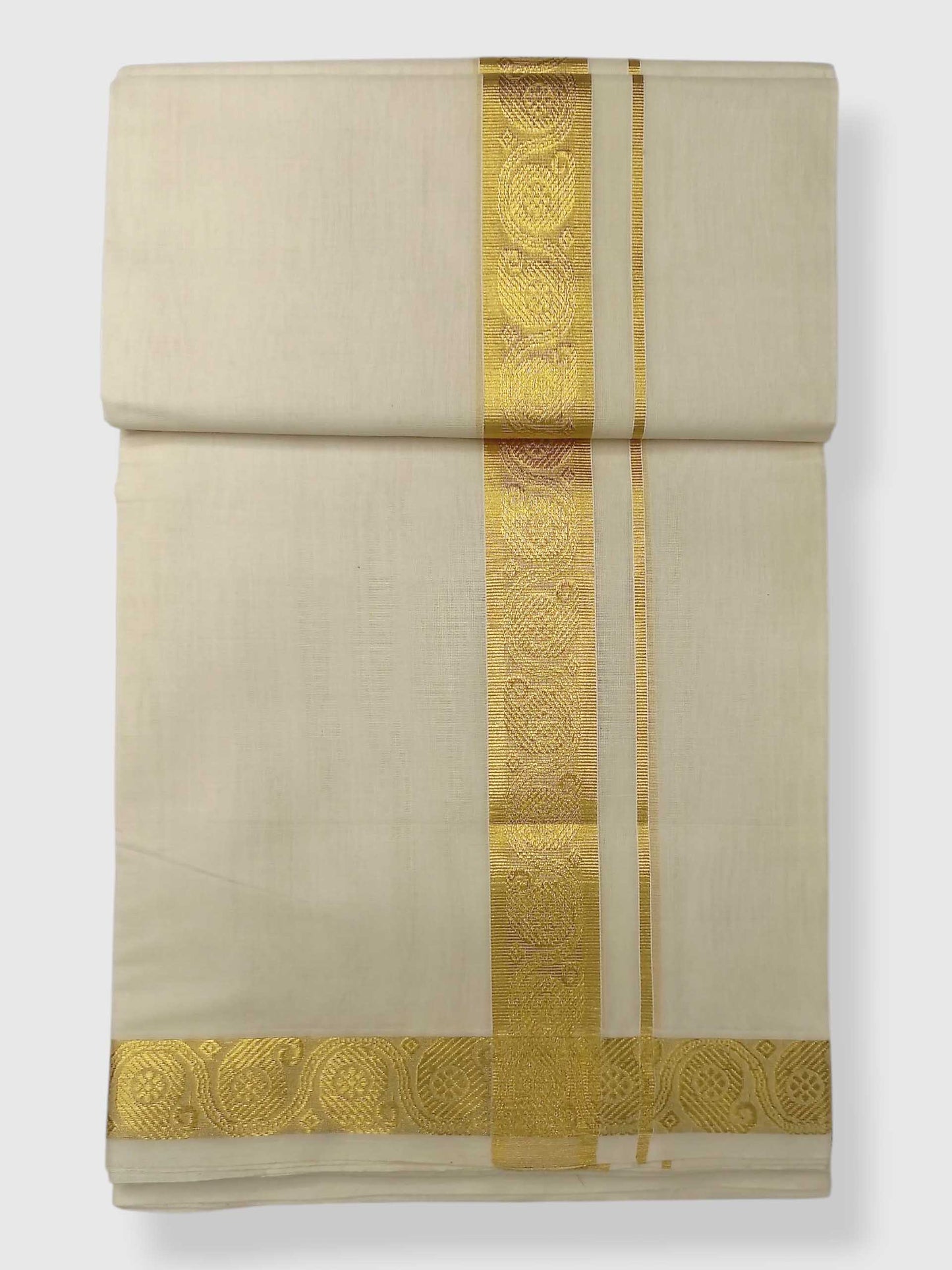 Premium Wedding Handloom Balaramapuram Unaakupaavu Kasavu Mundu for Men