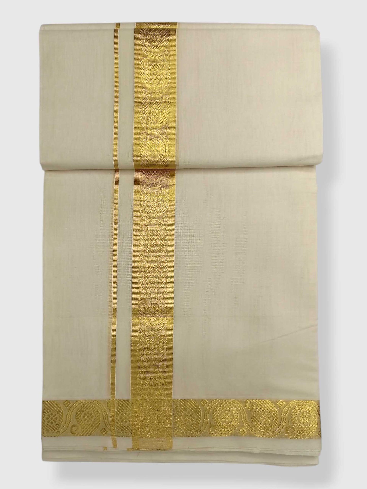 Premium Wedding Handloom Balaramapuram Unaakupaavu Kasavu Mundu for Men