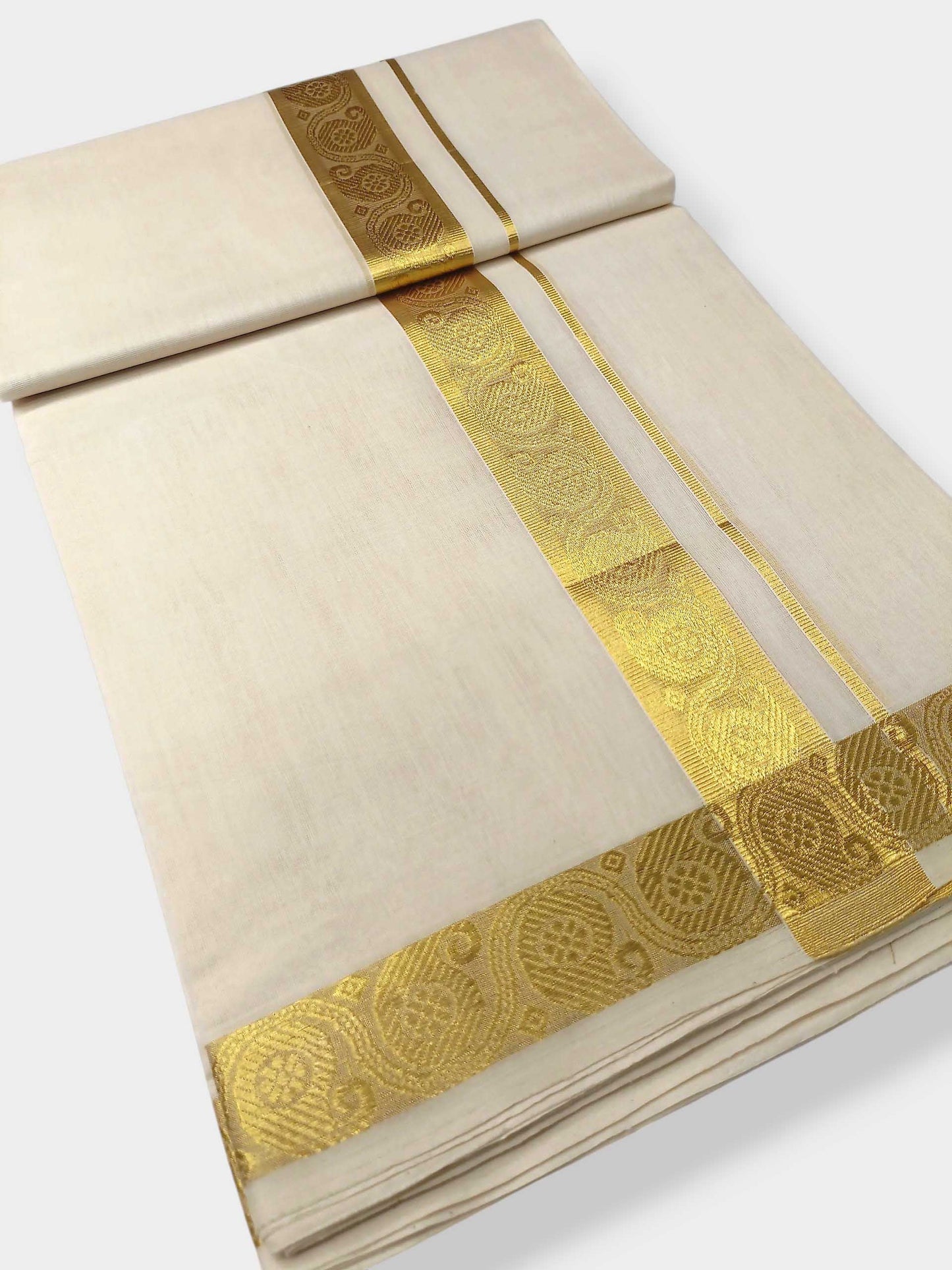 Premium Wedding Handloom Balaramapuram Unaakupaavu Kasavu Mundu for Men