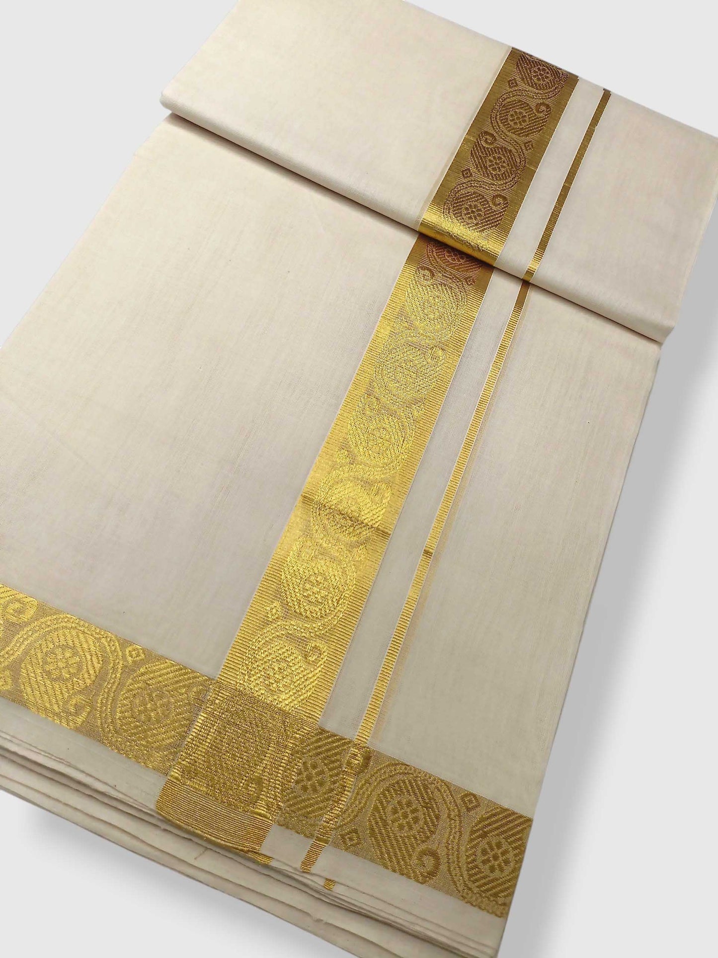 Premium Wedding Handloom Balaramapuram Unaakupaavu Kasavu Mundu for Men