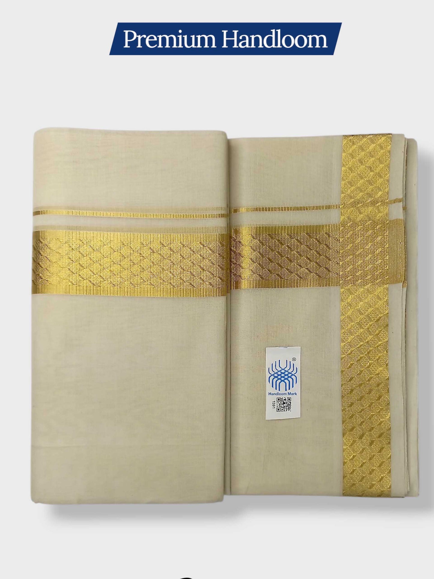 Premium Wedding Handloom Balaramapuram Unaakupaavu Kasavu Mundu for Men