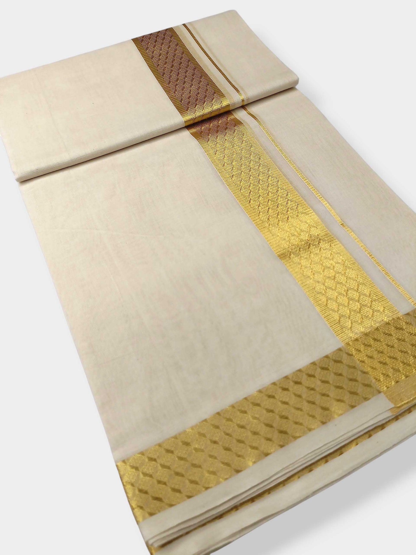 Premium Wedding Handloom Balaramapuram Unaakupaavu Kasavu Mundu for Men