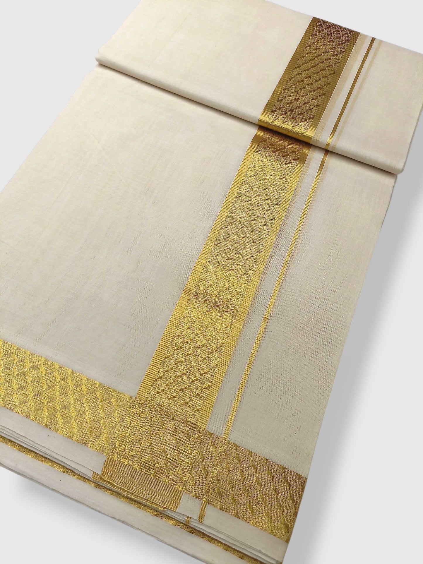Premium Wedding Handloom Balaramapuram Unaakupaavu Kasavu Mundu for Men