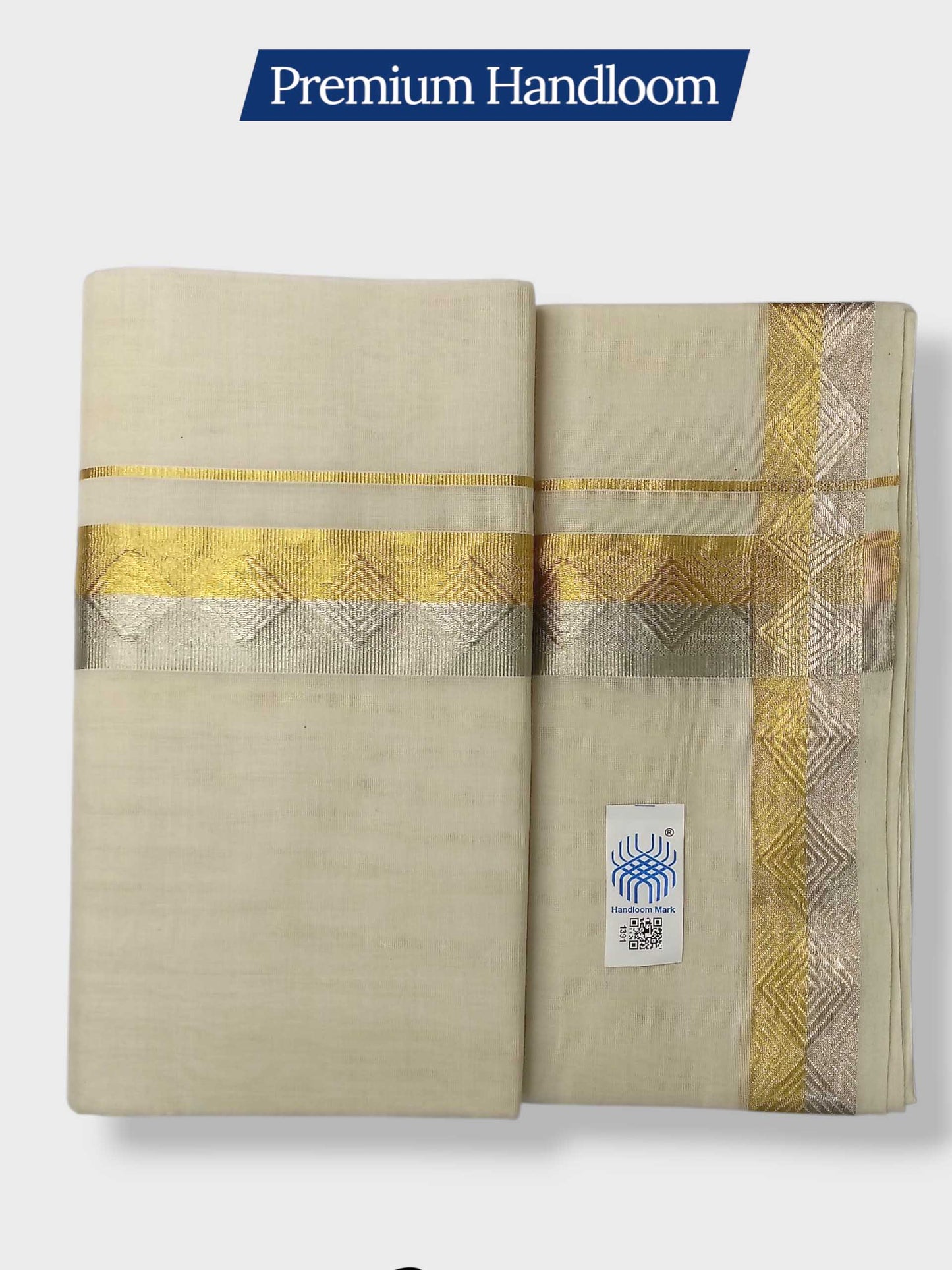 Premium Wedding Handloom Balaramapuram Unaakupaavu Kasavu Mundu for Men