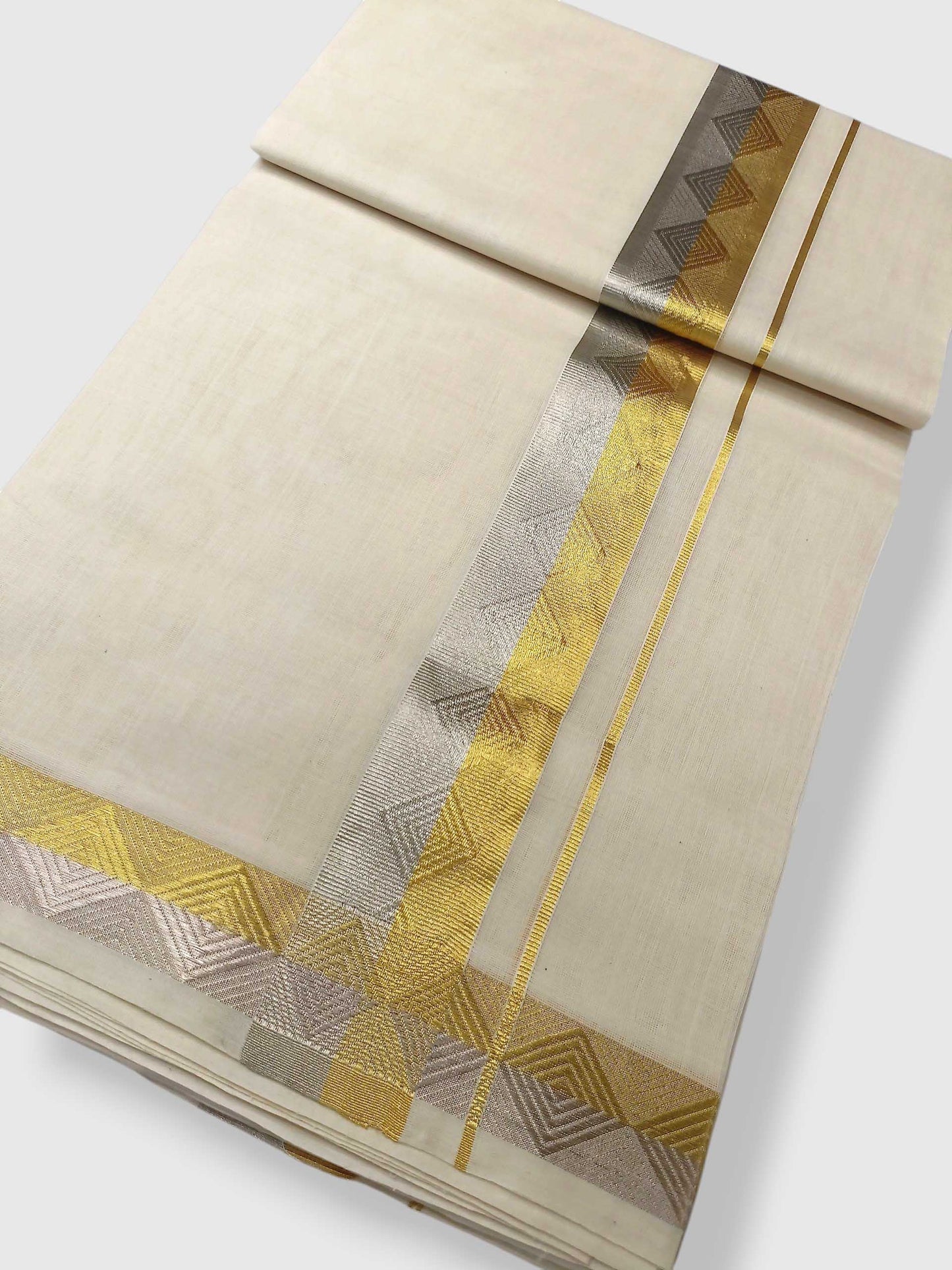 Premium Wedding Handloom Balaramapuram Unaakupaavu Kasavu Mundu for Men