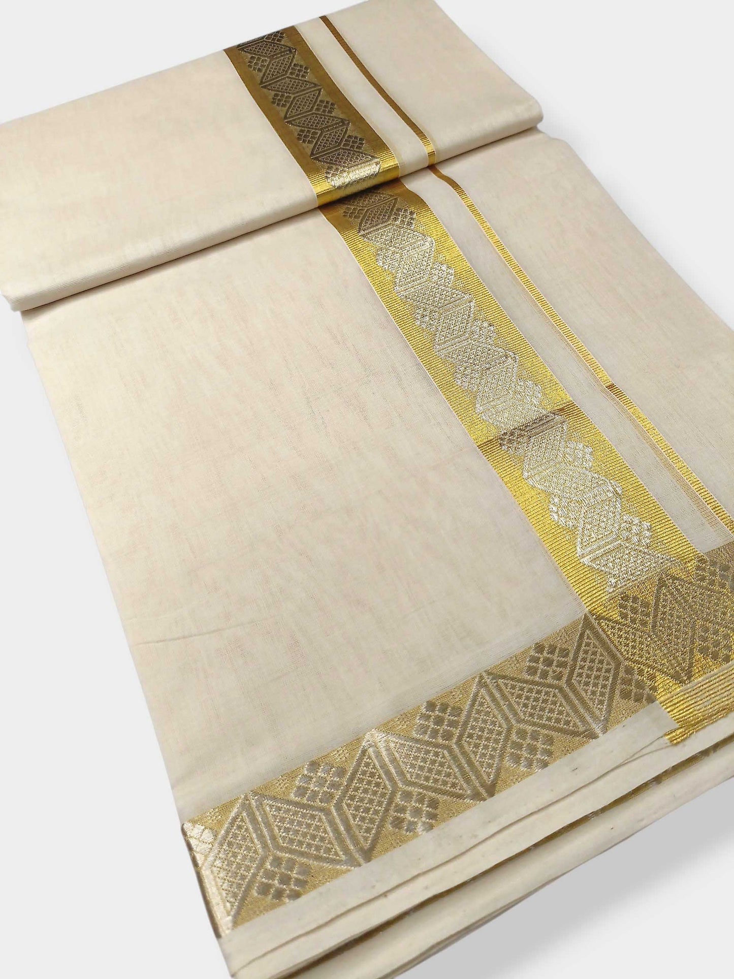 Premium Wedding Handloom Balaramapuram Unaakupaavu Kasavu Mundu for Men