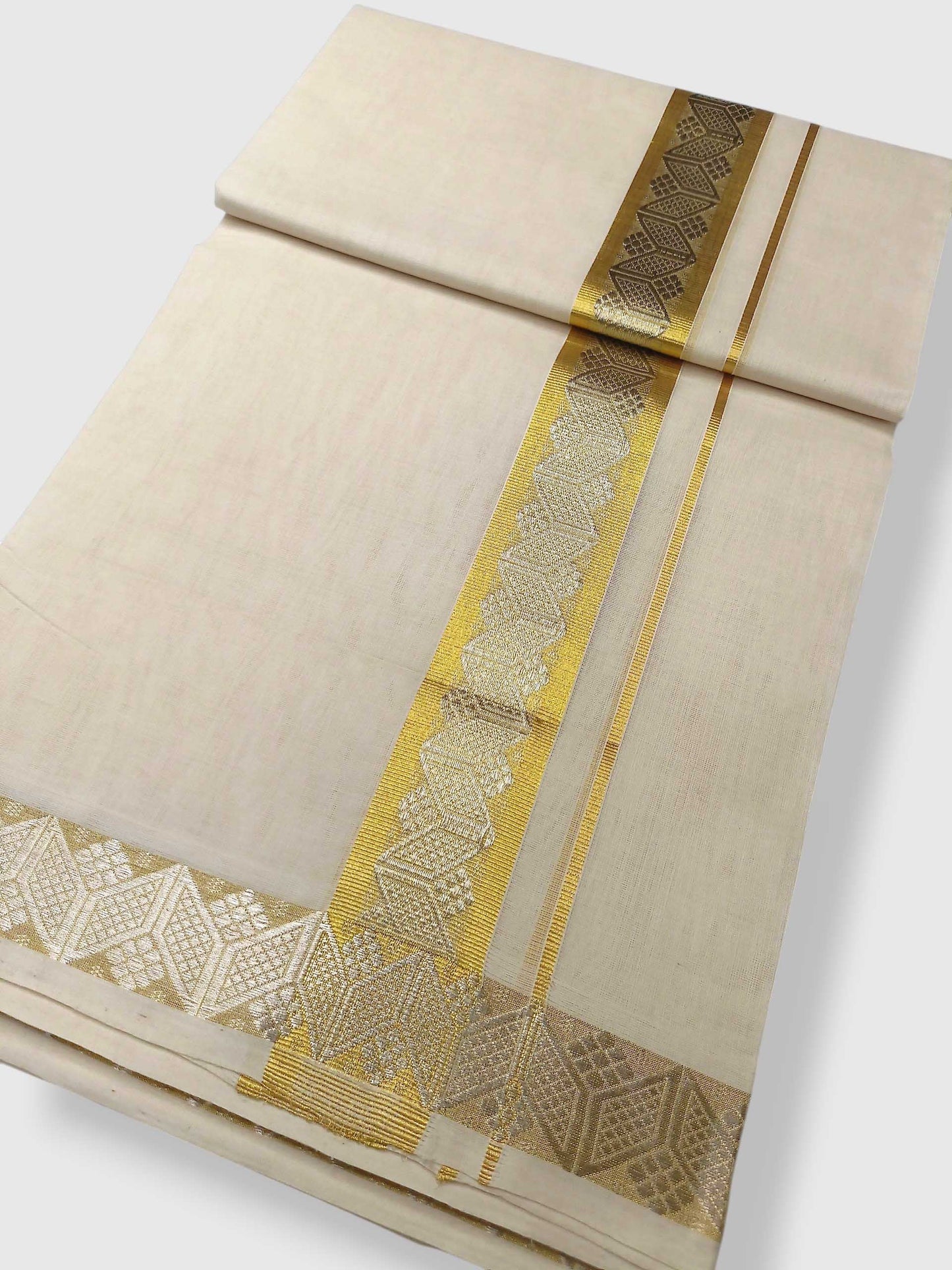 Premium Wedding Handloom Balaramapuram Unaakupaavu Kasavu Mundu for Men