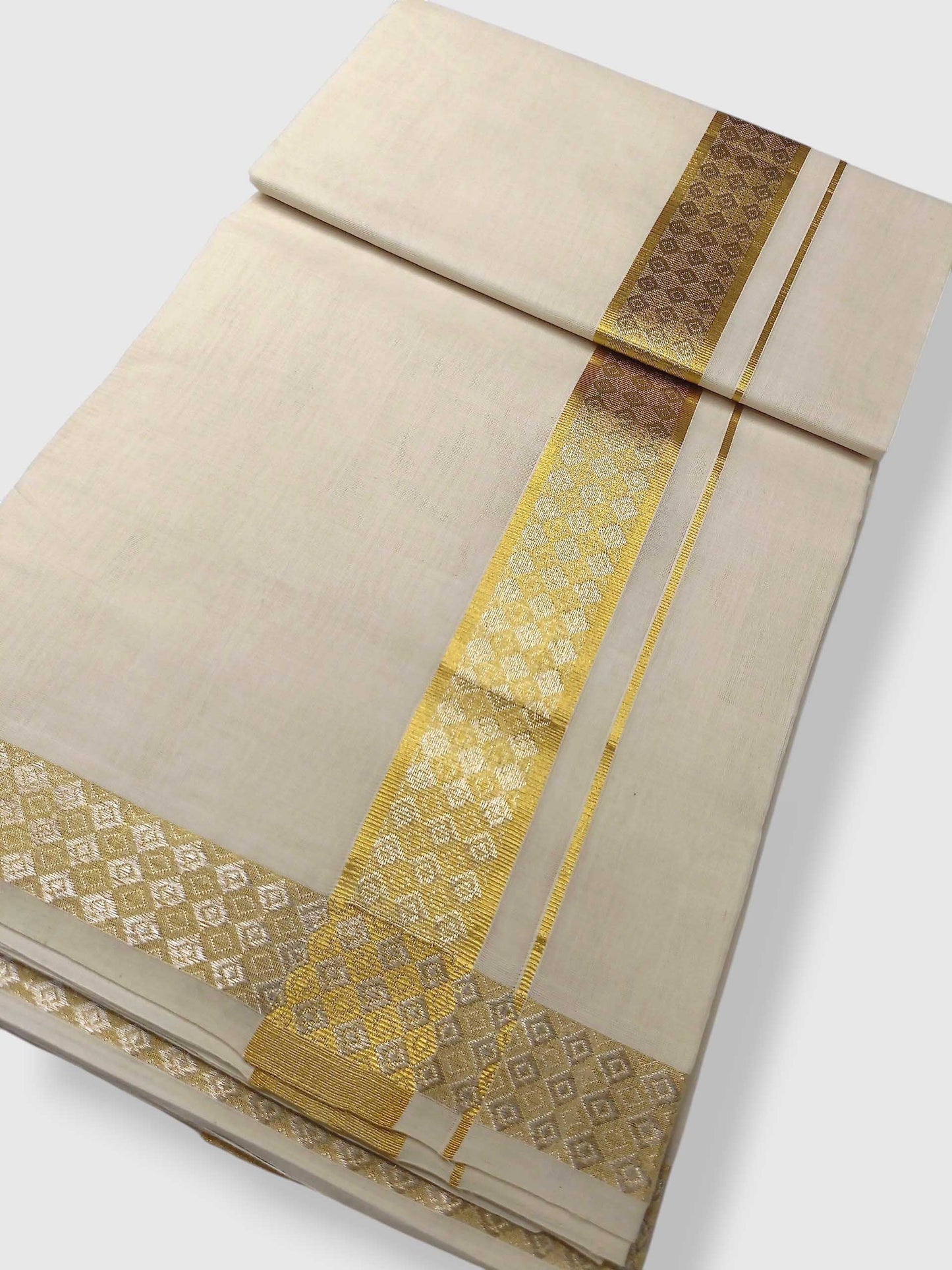 Premium Wedding Handloom Balaramapuram Unaakupaavu Kasavu Mundu for Men