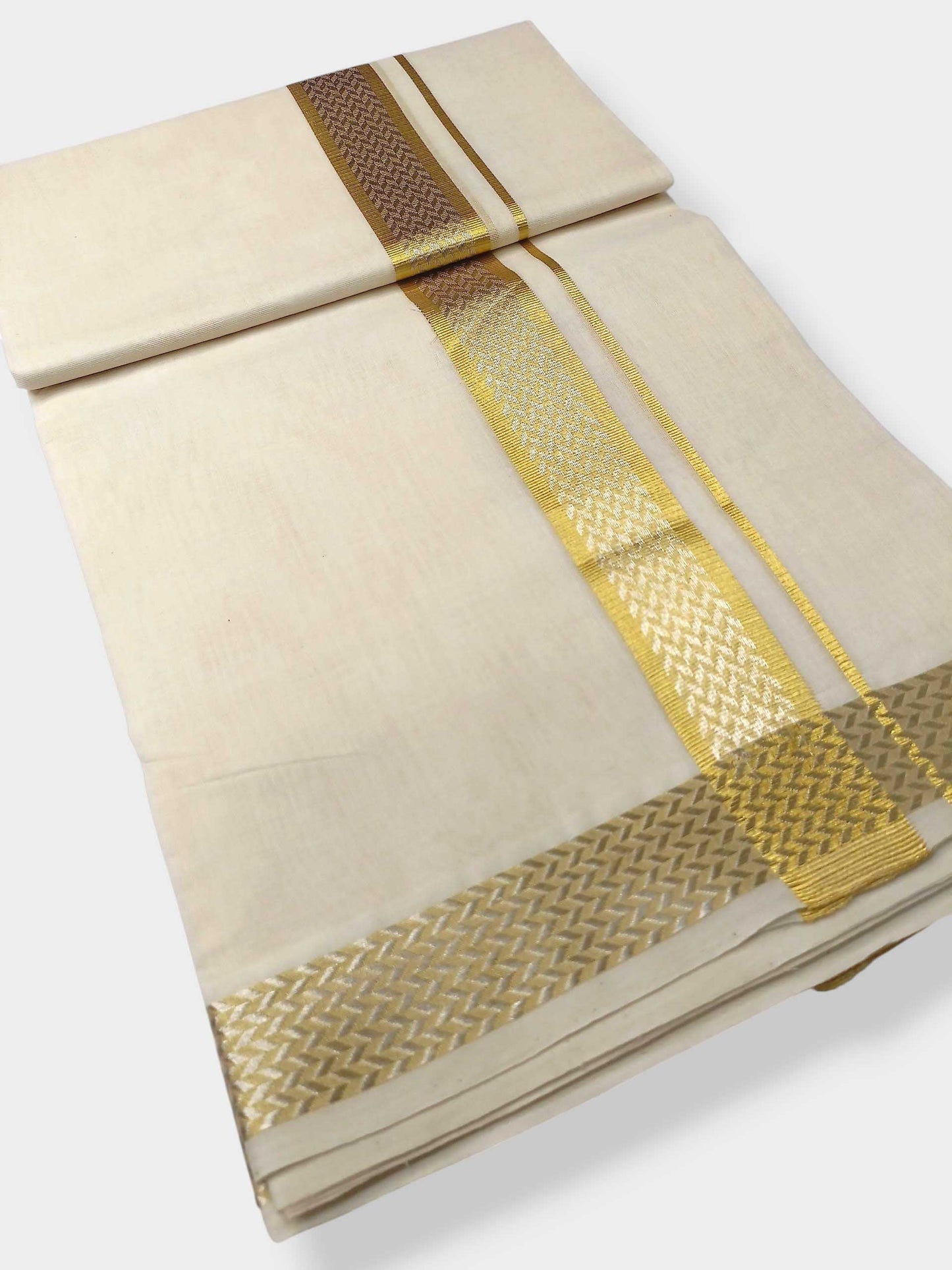 Premium Wedding Handloom Balaramapuram Unaakupaavu Kasavu Mundu for Men
