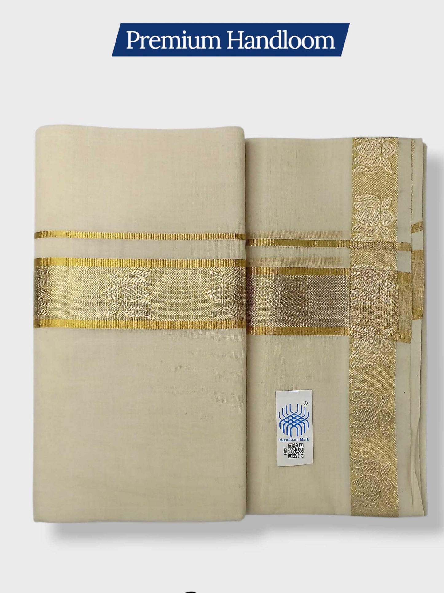 Premium Wedding Handloom Balaramapuram Unaakupaavu Kasavu Mundu for Men