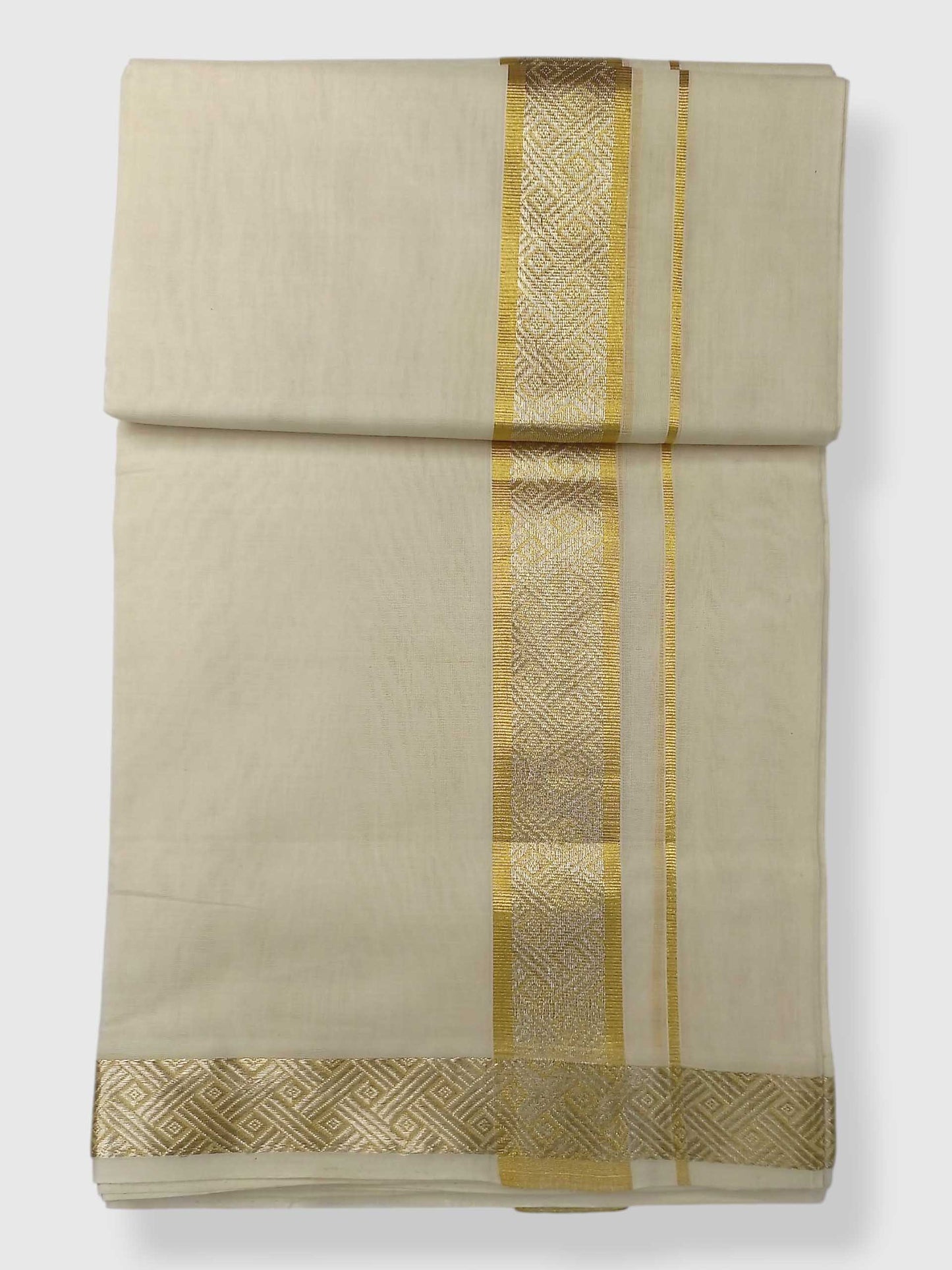 Premium Wedding Handloom Balaramapuram Unaakupaavu Kasavu Mundu for Men