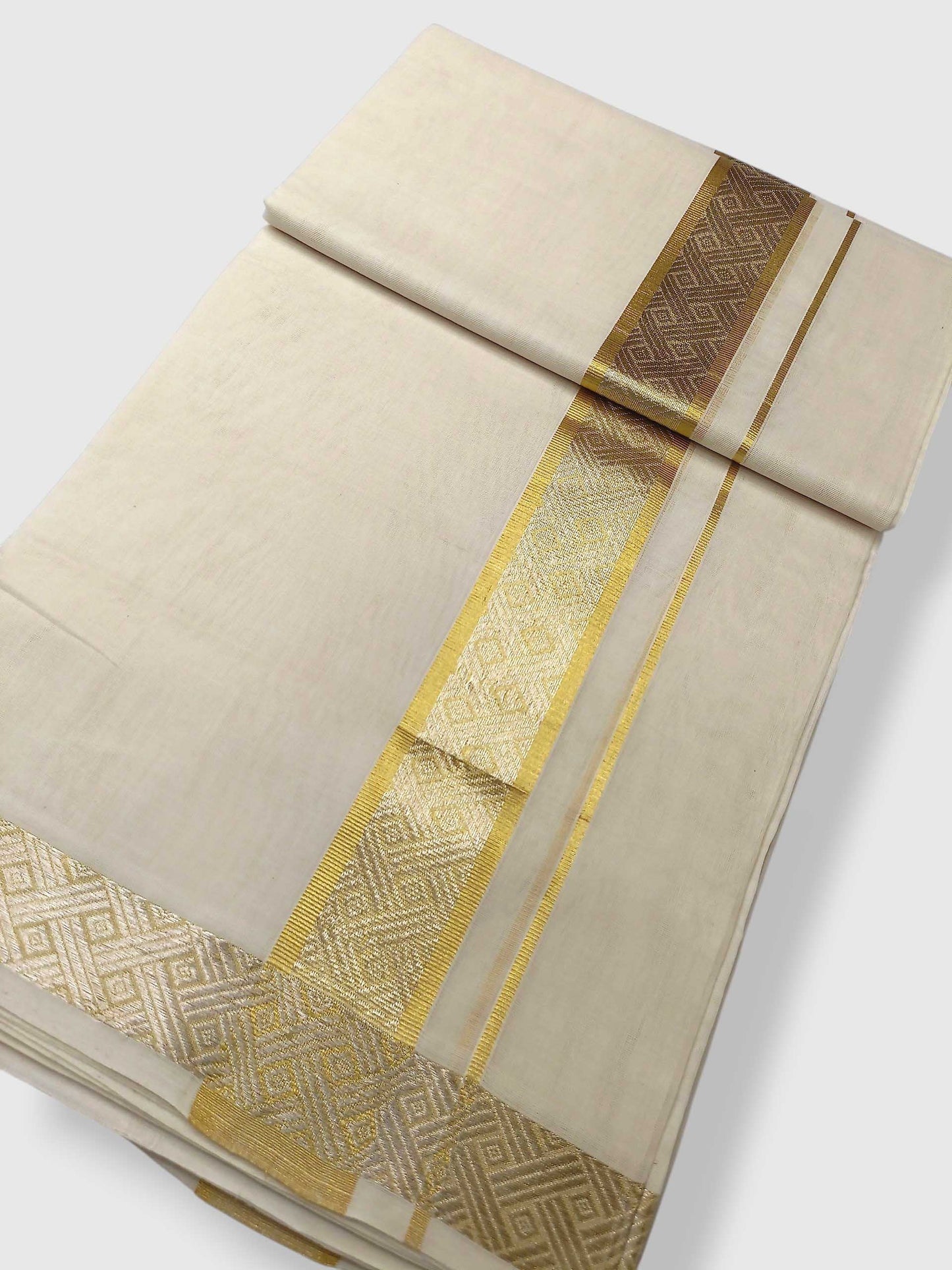 Premium Wedding Handloom Balaramapuram Unaakupaavu Kasavu Mundu for Men
