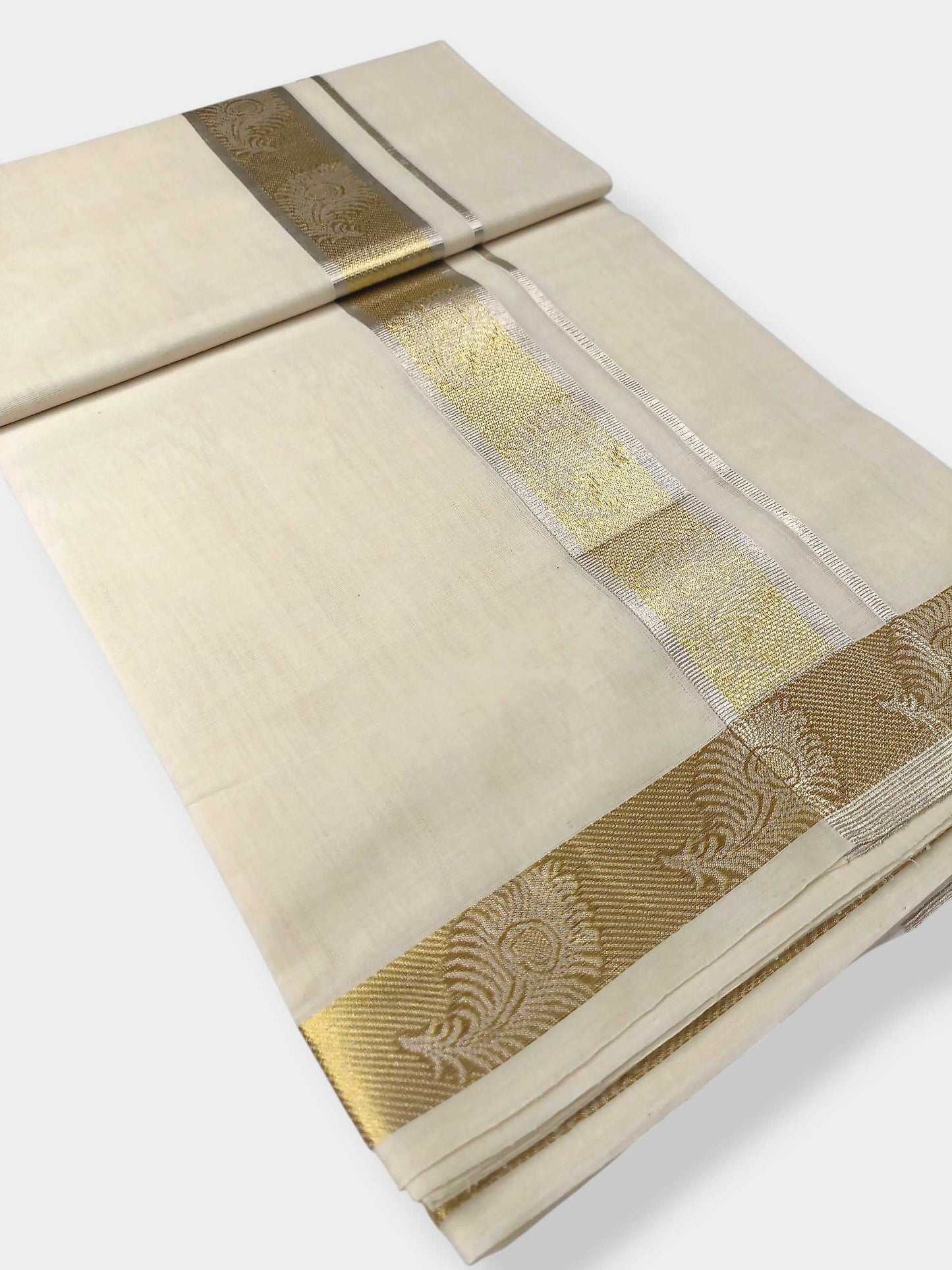 Premium Wedding Handloom Balaramapuram Unaakupaavu Kasavu Mundu for Men