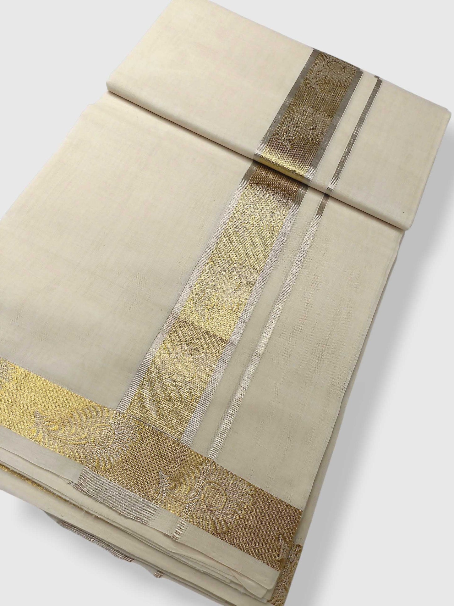 Premium Wedding Handloom Balaramapuram Unaakupaavu Kasavu Mundu for Men