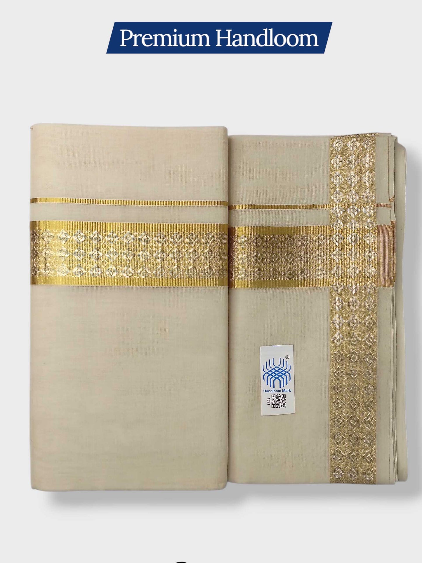 Premium Wedding Handloom Balaramapuram Unaakupaavu Kasavu Mundu for Men