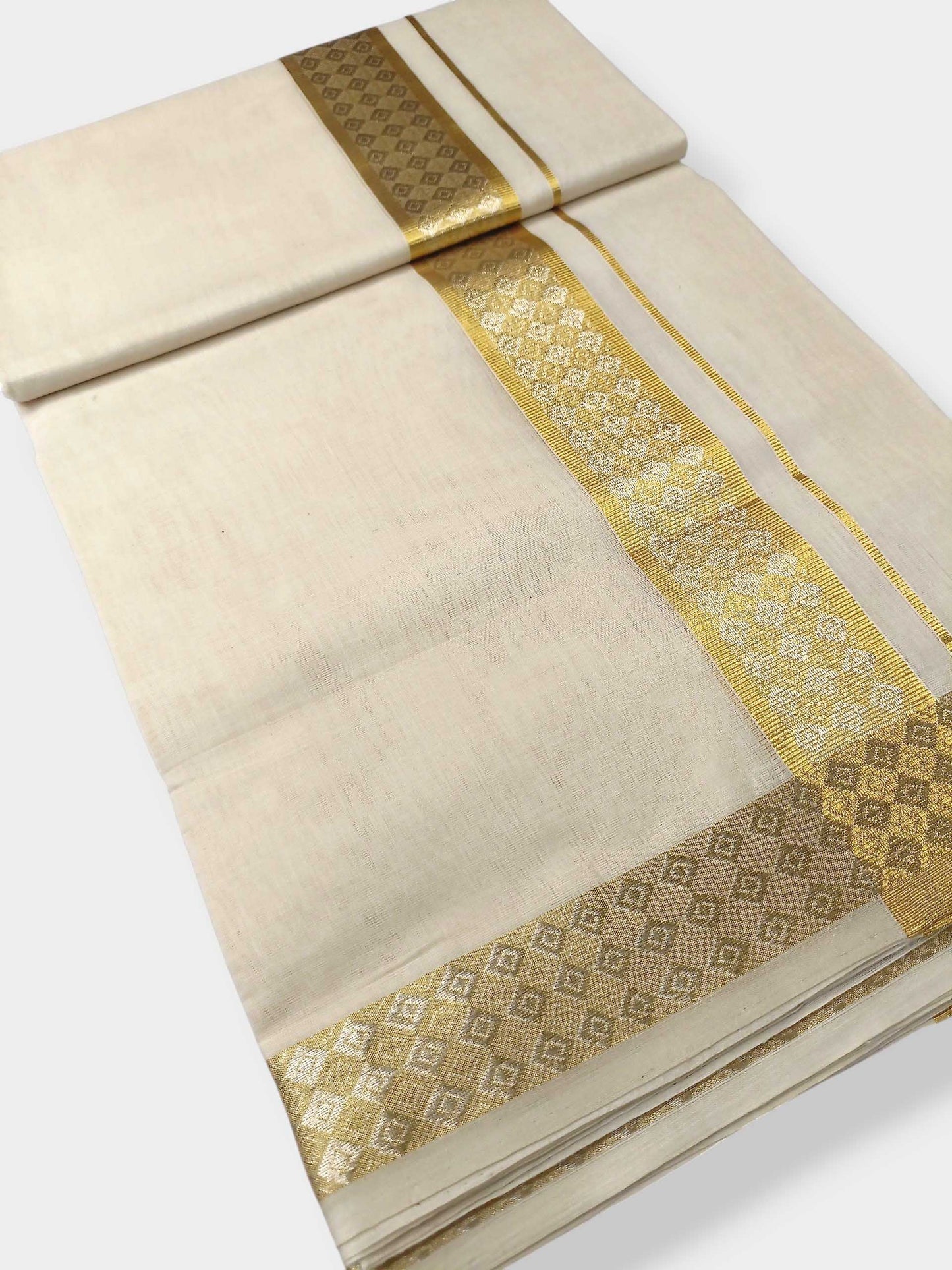Premium Wedding Handloom Balaramapuram Unaakupaavu Kasavu Mundu for Men