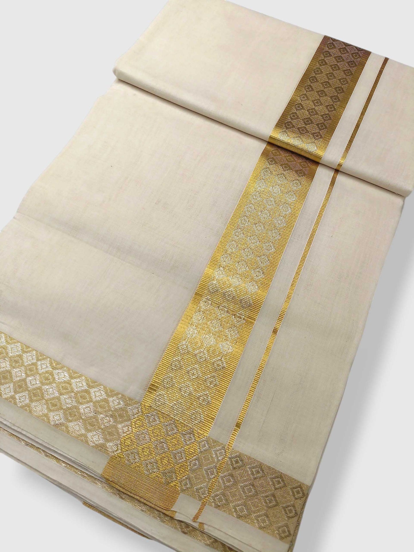 Premium Wedding Handloom Balaramapuram Unaakupaavu Kasavu Mundu for Men