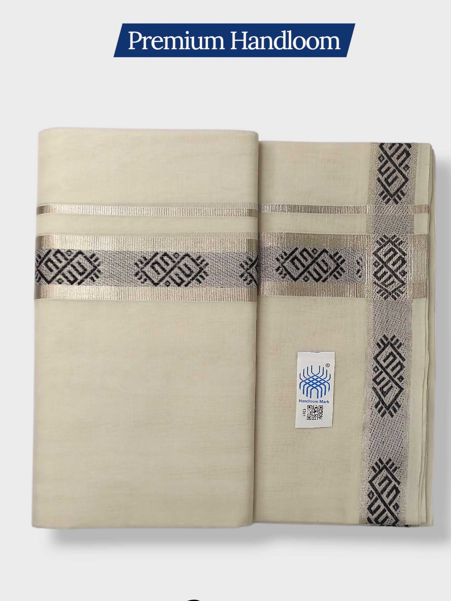 Premium Wedding Handloom Balaramapuram Unaakupaavu Kasavu Mundu for Men