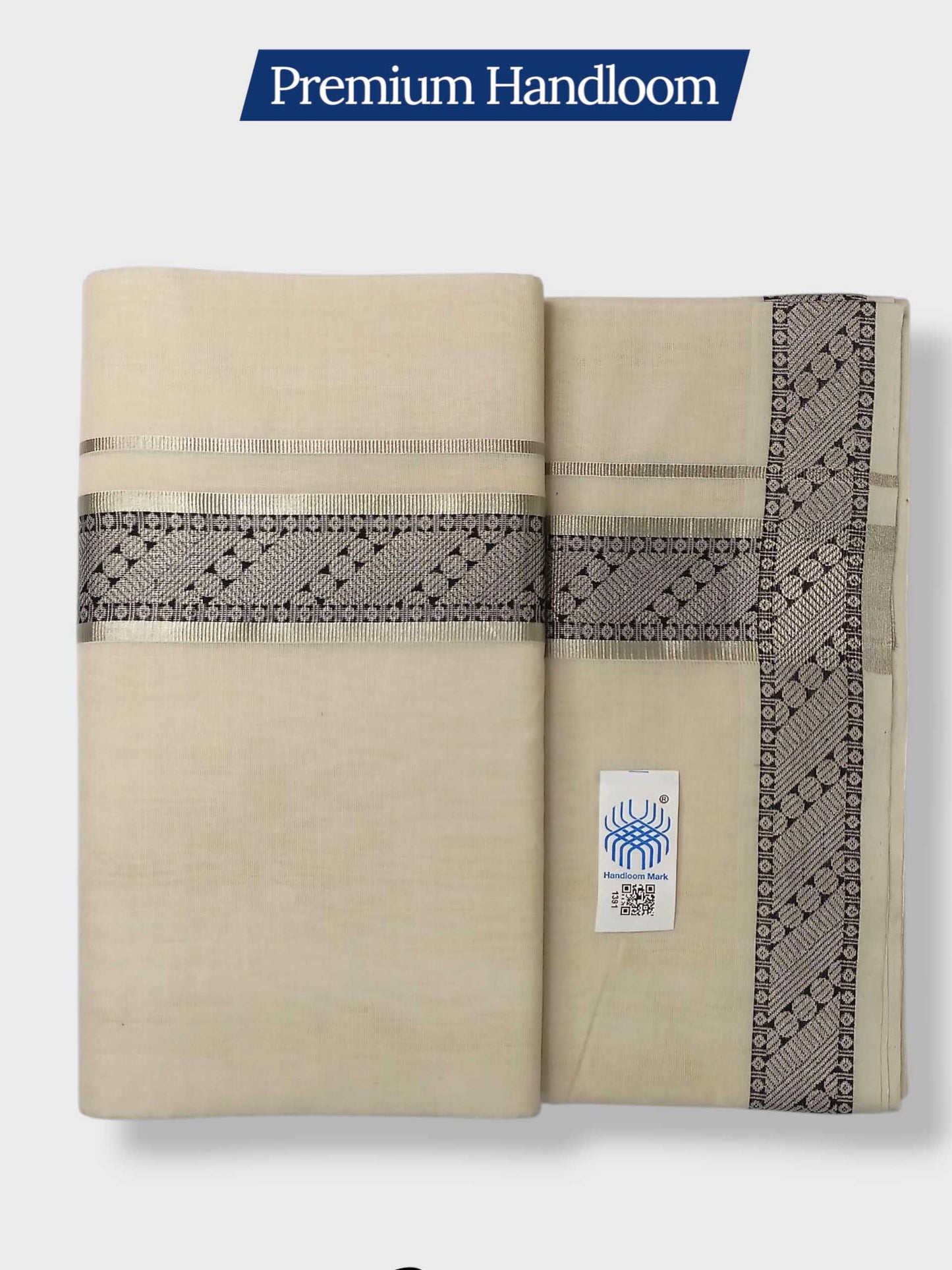 Premium Wedding Handloom Balaramapuram Unaakupaavu Kasavu Mundu for Men