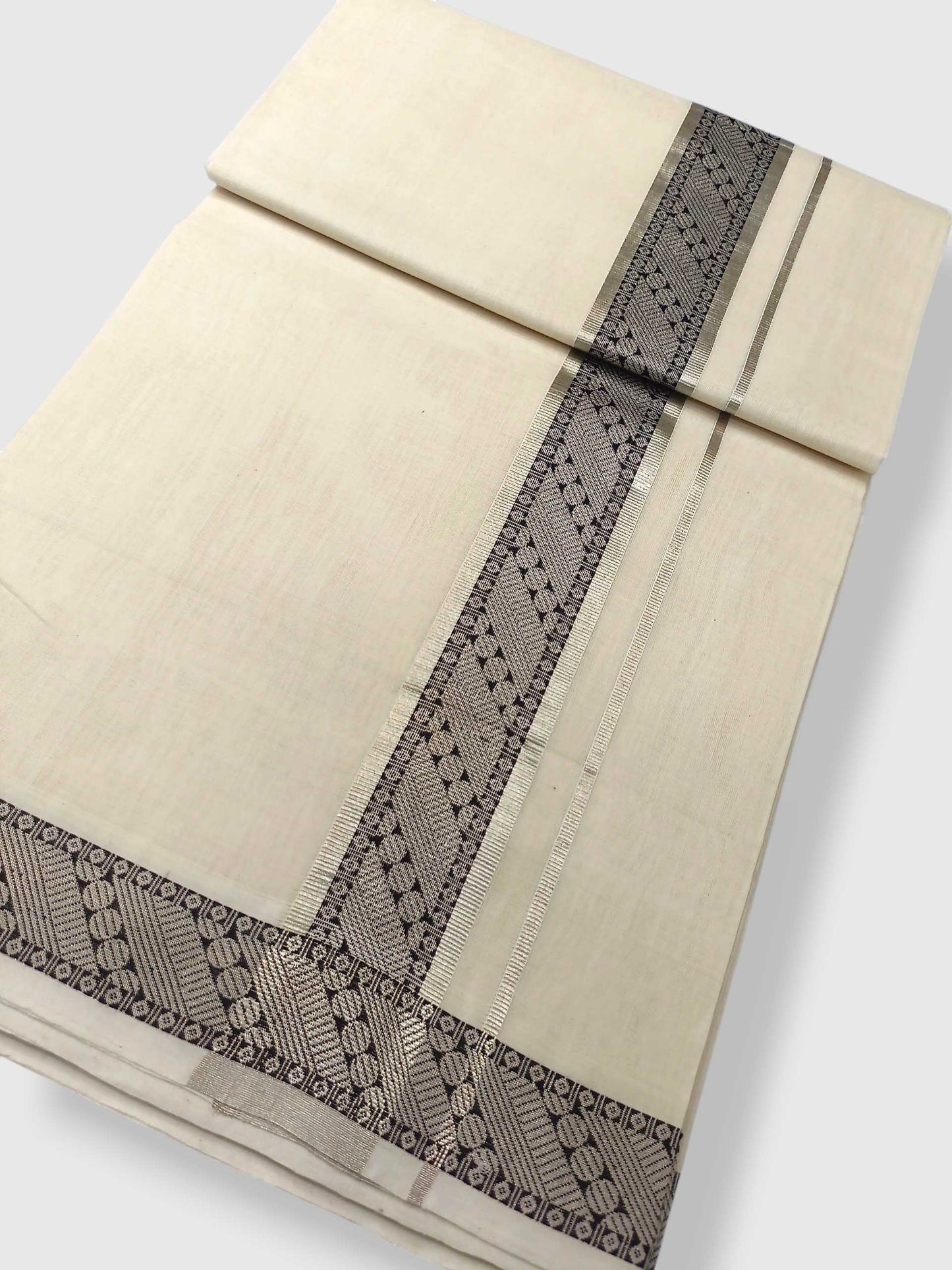 Premium Wedding Handloom Balaramapuram Unaakupaavu Kasavu Mundu for Men