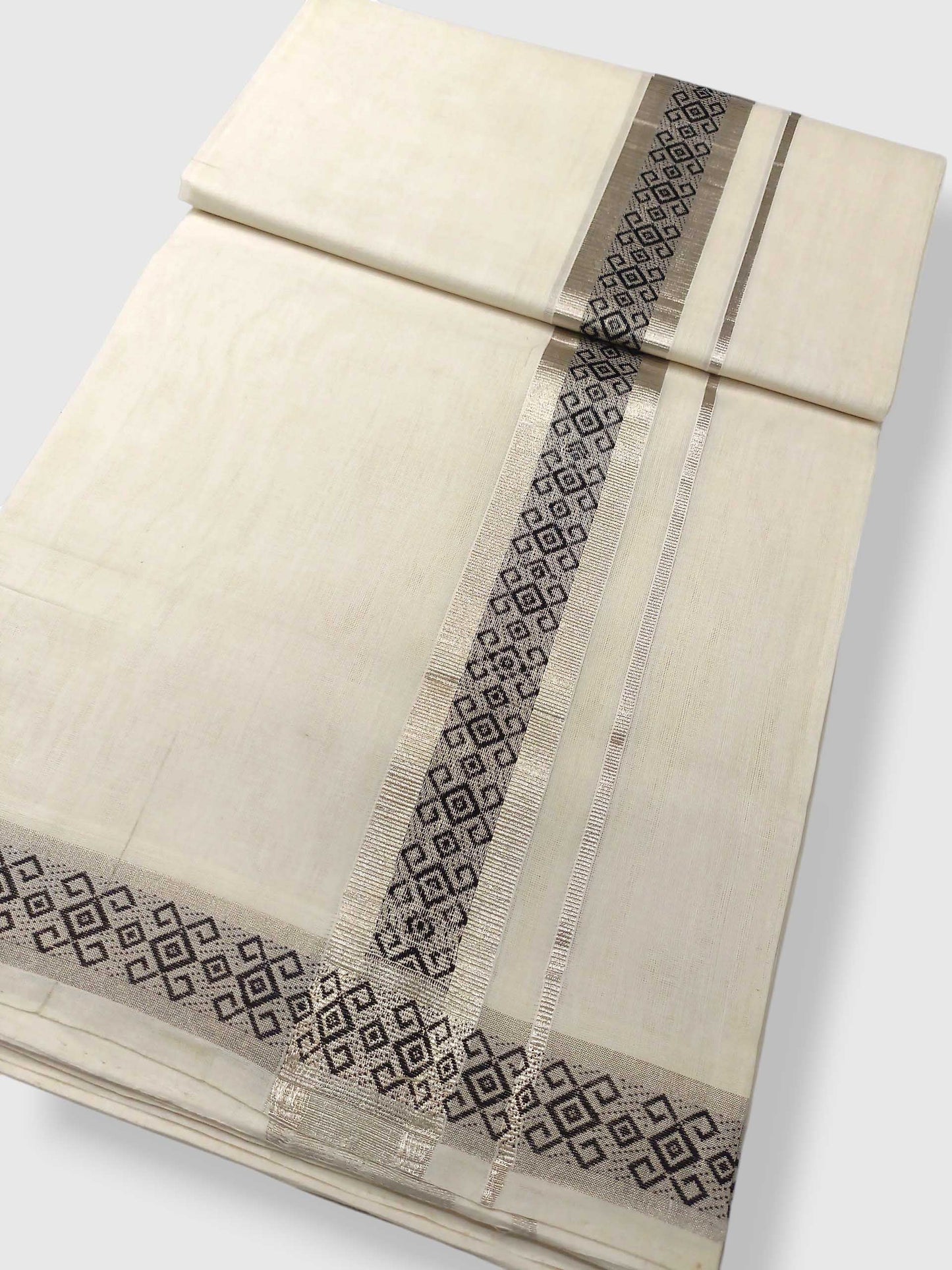 Premium Wedding Handloom Balaramapuram Unaakupaavu Kasavu Mundu for Men