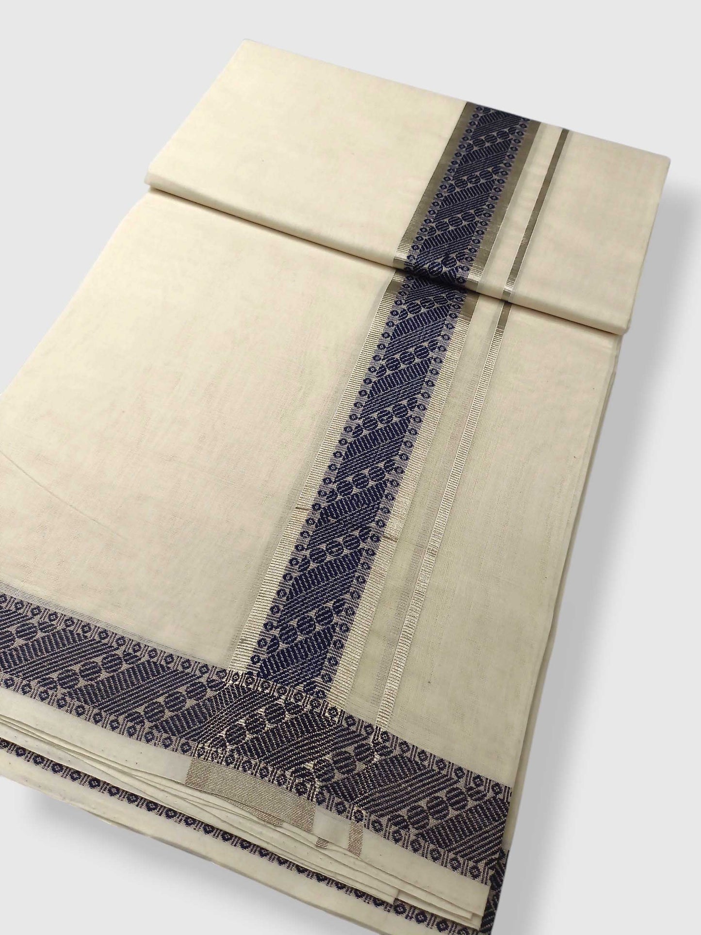 Premium Wedding Handloom Balaramapuram Unaakupaavu Kasavu Mundu for Men