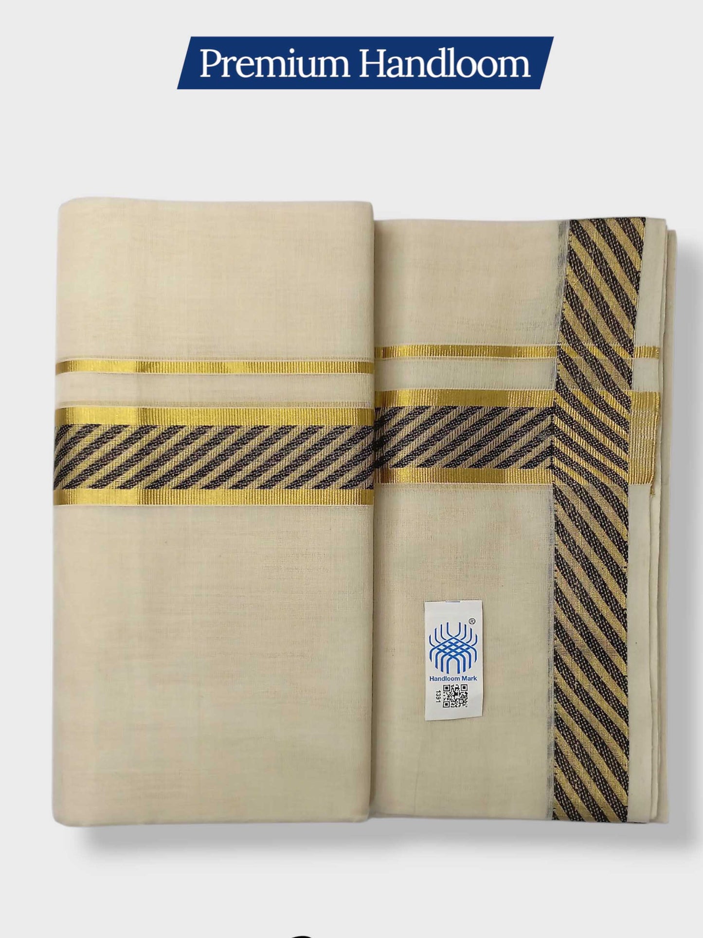 Premium Wedding Handloom Balaramapuram Unaakupaavu Kasavu Mundu for Men