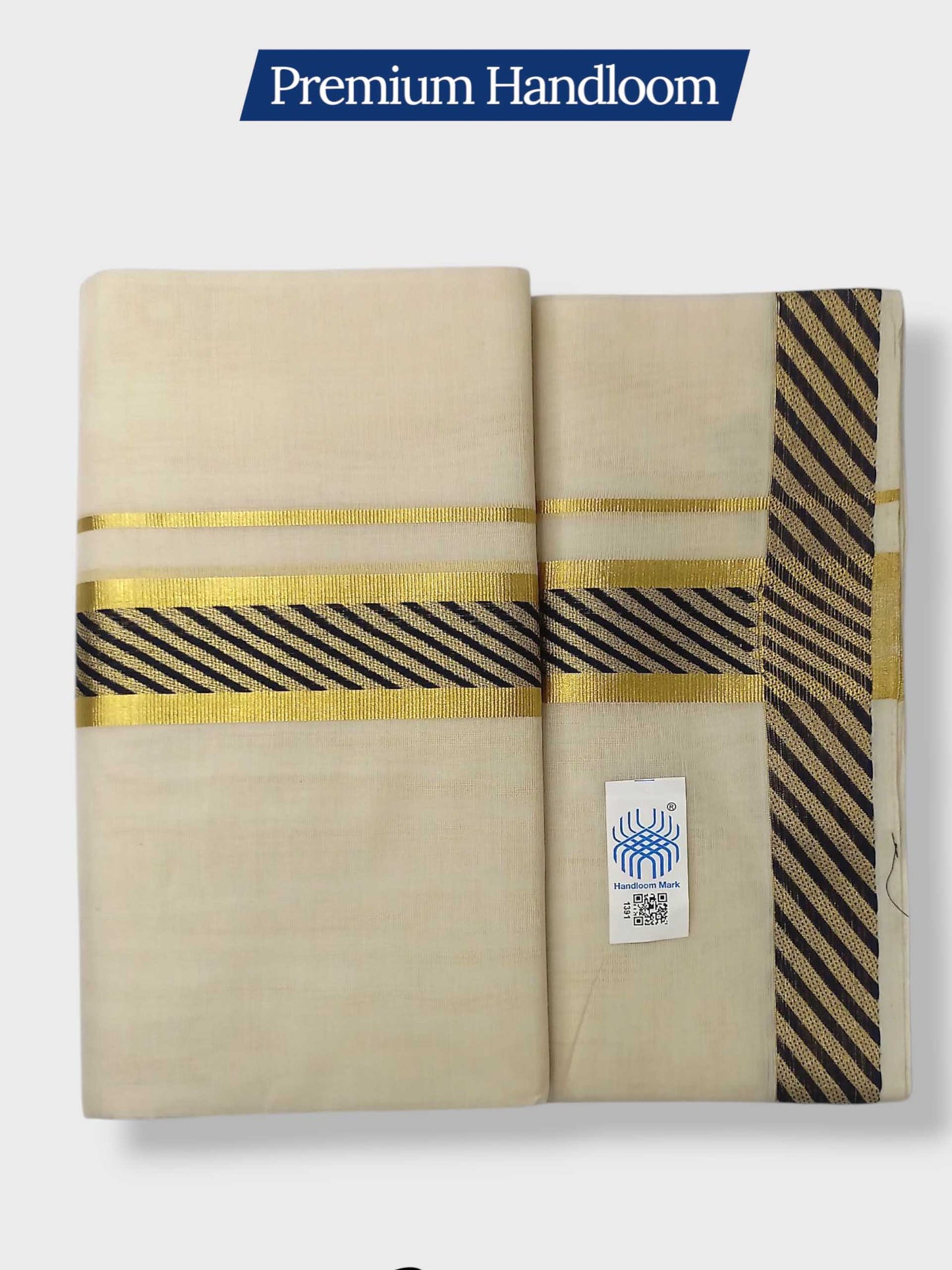 Premium Wedding Handloom Balaramapuram Unaakupaavu Kasavu Mundu for Men