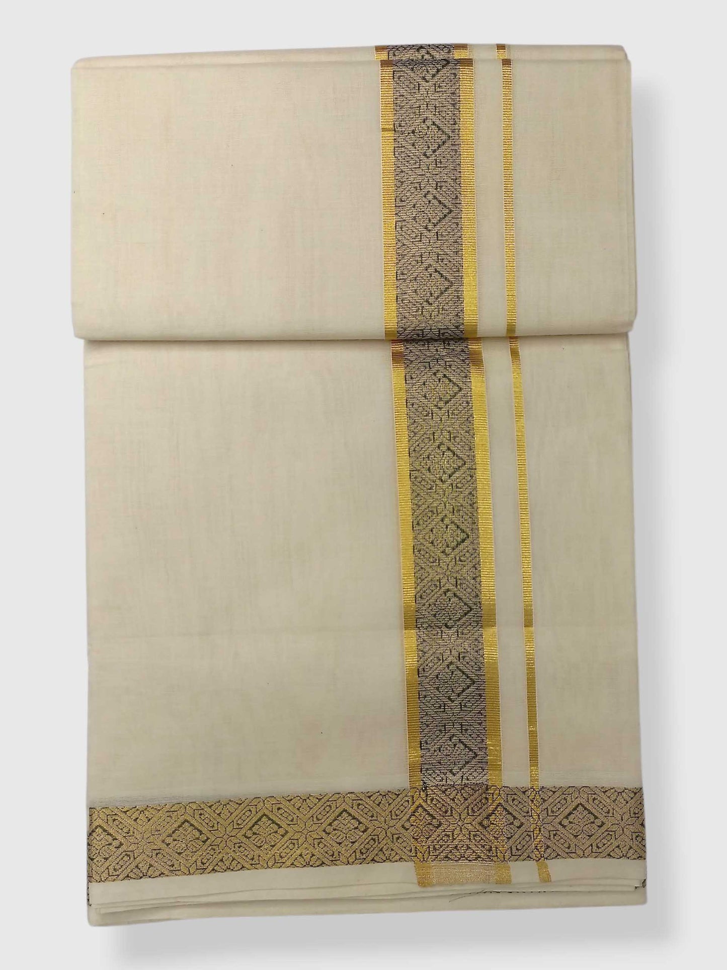 Premium Wedding Handloom Balaramapuram Unaakupaavu Kasavu Mundu for Men