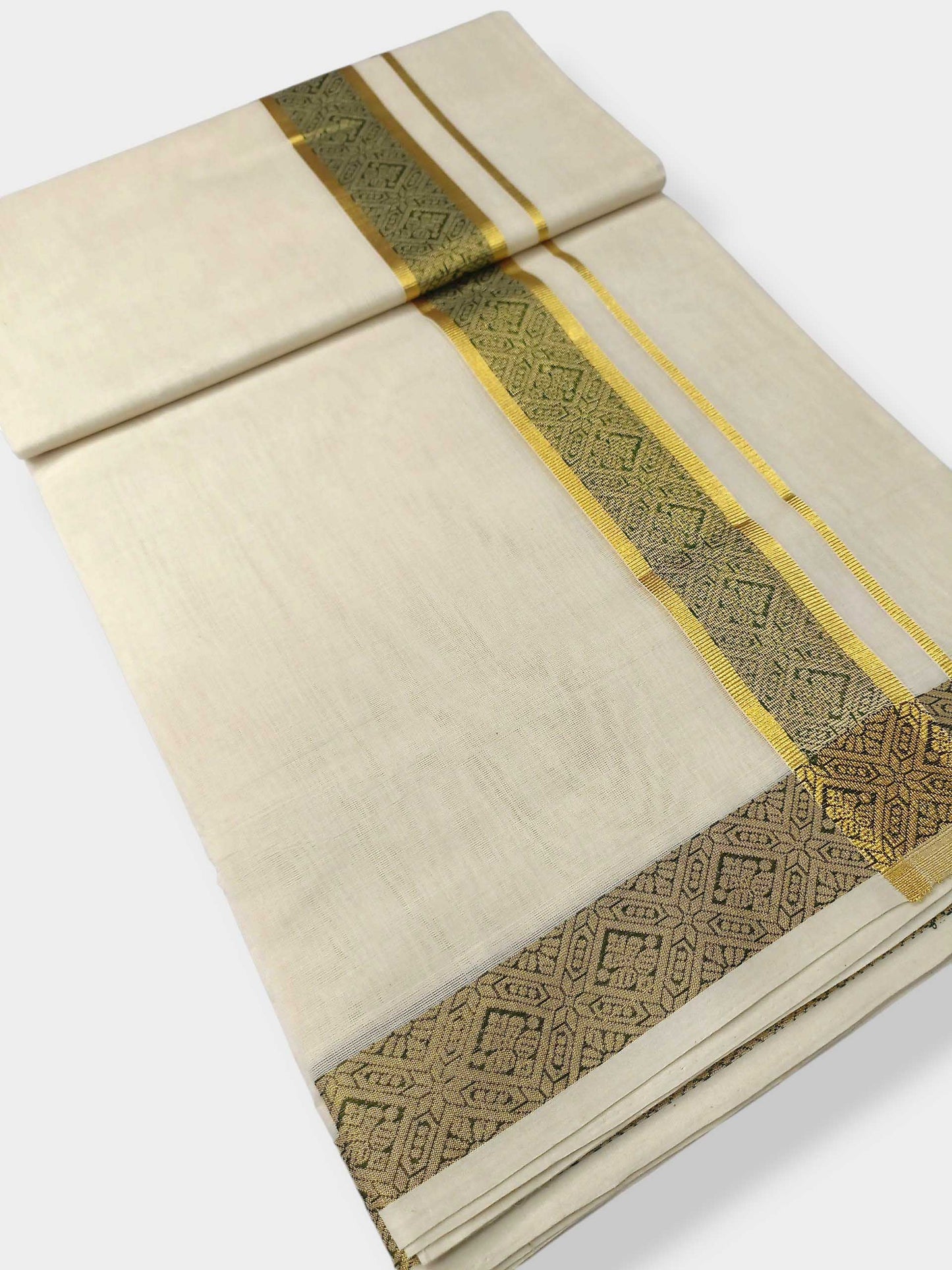Premium Wedding Handloom Balaramapuram Unaakupaavu Kasavu Mundu for Men