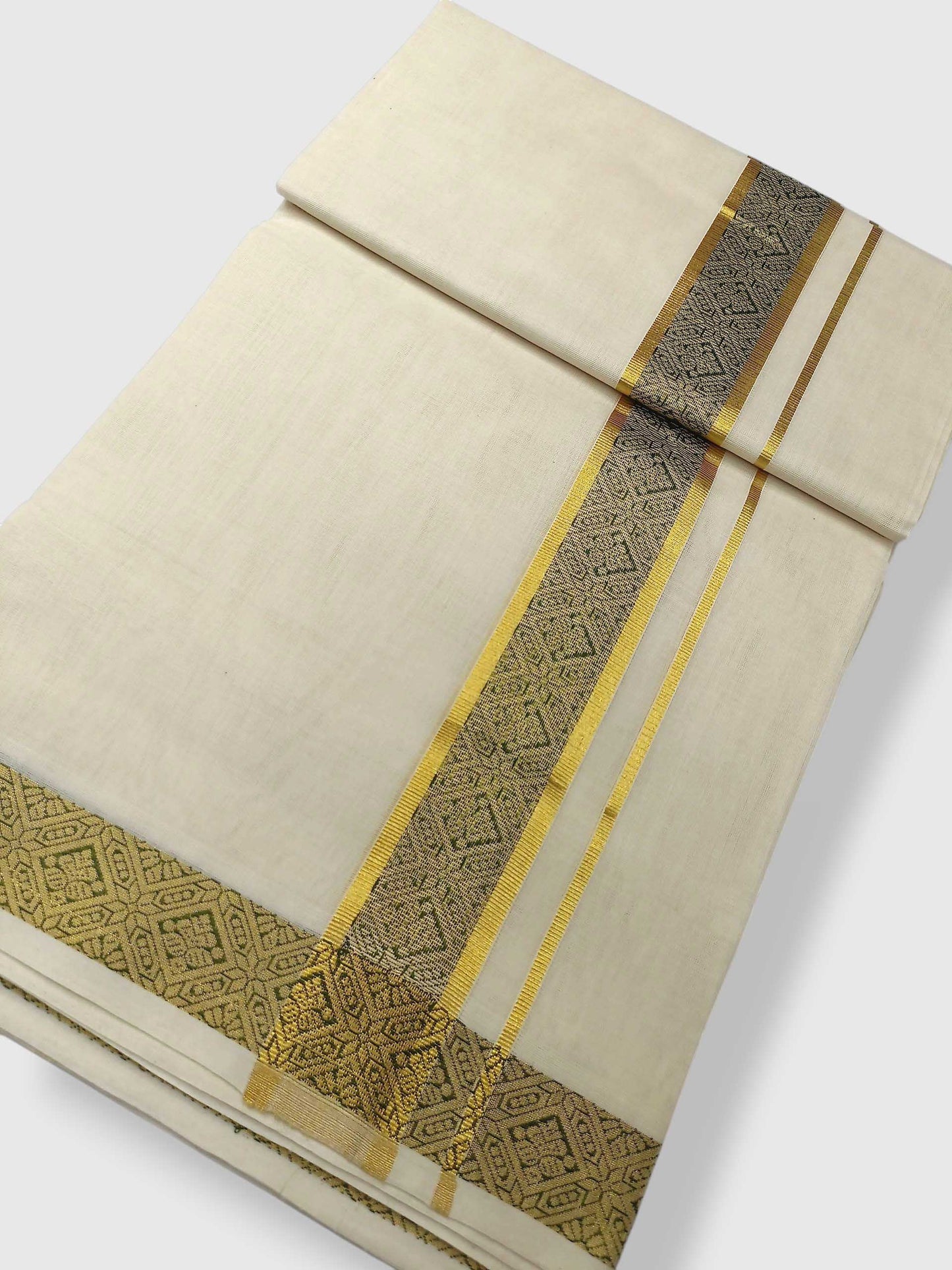 Premium Wedding Handloom Balaramapuram Unaakupaavu Kasavu Mundu for Men