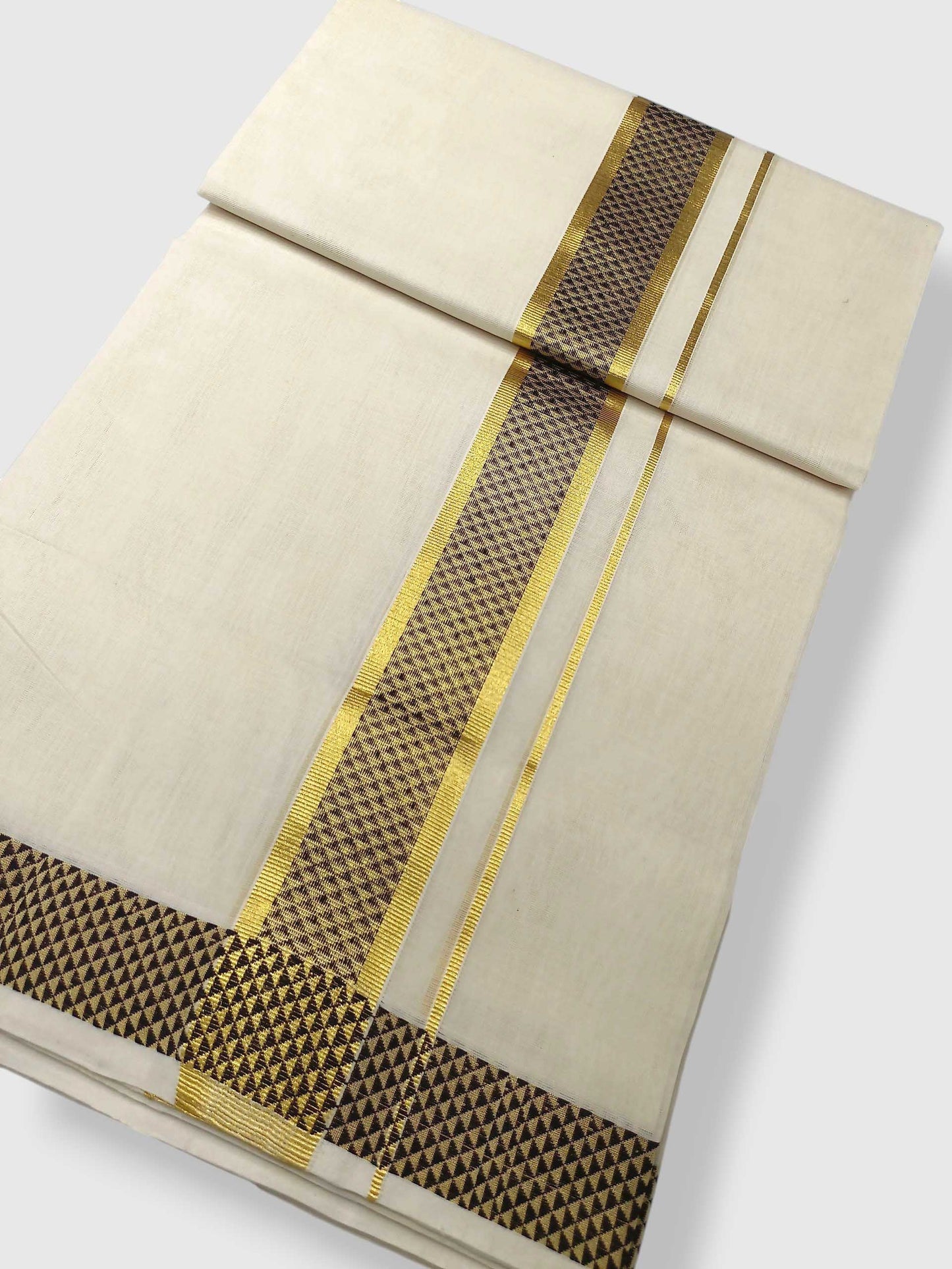 Premium Wedding Handloom Balaramapuram Unaakupaavu Kasavu Mundu for Men