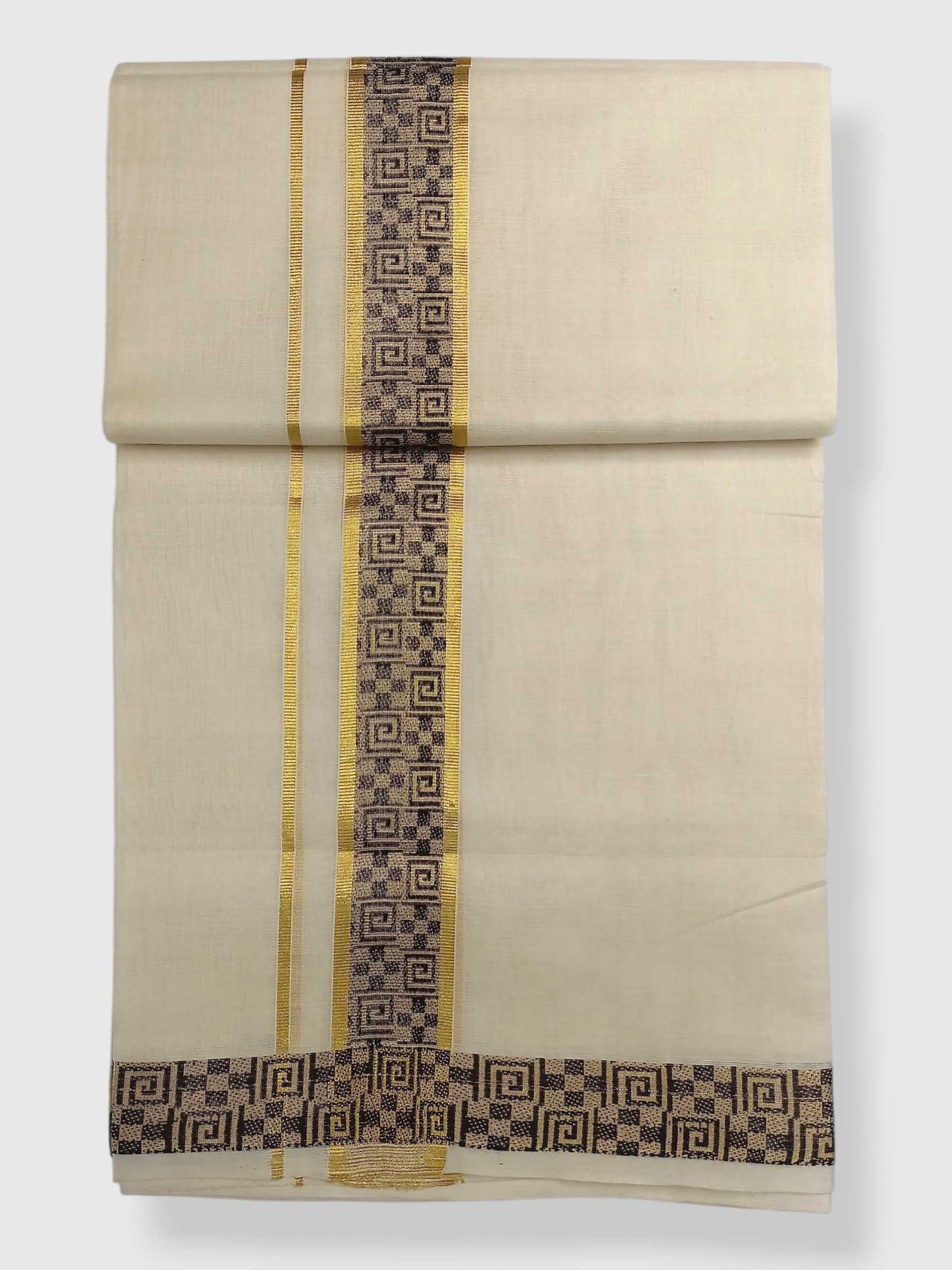 Premium Wedding Handloom Balaramapuram Unaakupaavu Kasavu Mundu for Men