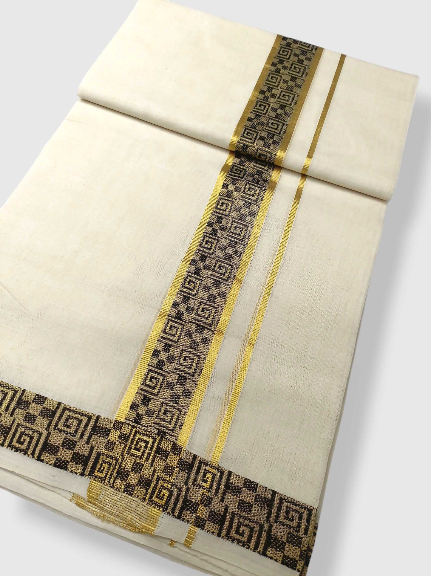 Premium Wedding Handloom Balaramapuram Unaakupaavu Kasavu Mundu for Men