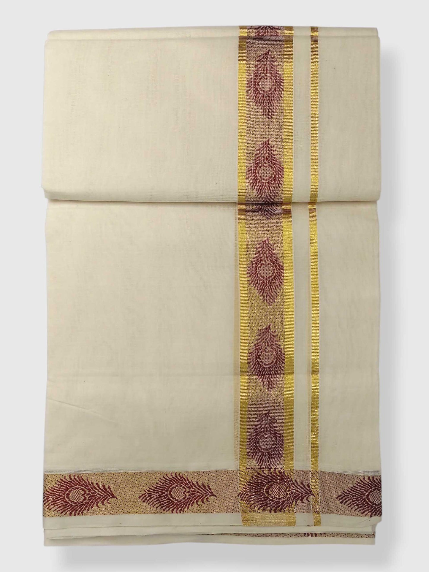 Premium Wedding Handloom Balaramapuram Unaakupaavu Kasavu Mundu for Men