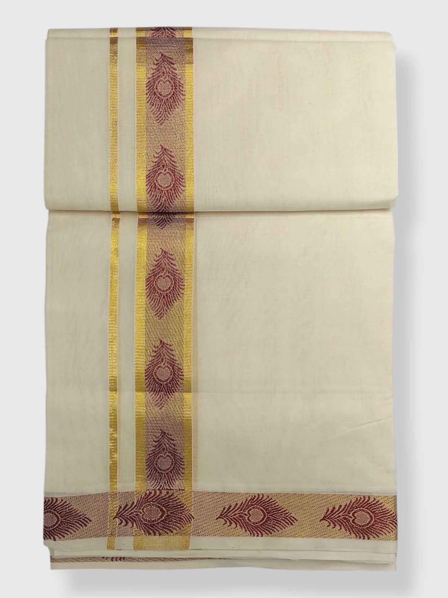 Premium Wedding Handloom Balaramapuram Unaakupaavu Kasavu Mundu for Men