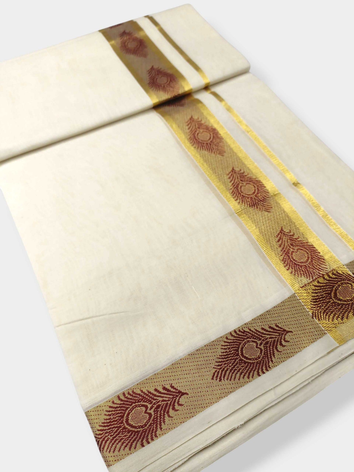 Premium Wedding Handloom Balaramapuram Unaakupaavu Kasavu Mundu for Men