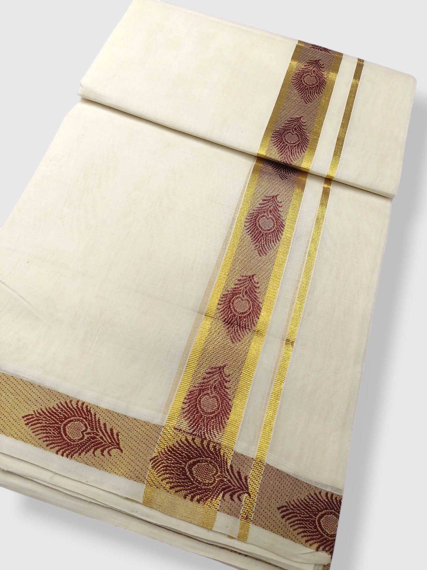 Premium Wedding Handloom Balaramapuram Unaakupaavu Kasavu Mundu for Men