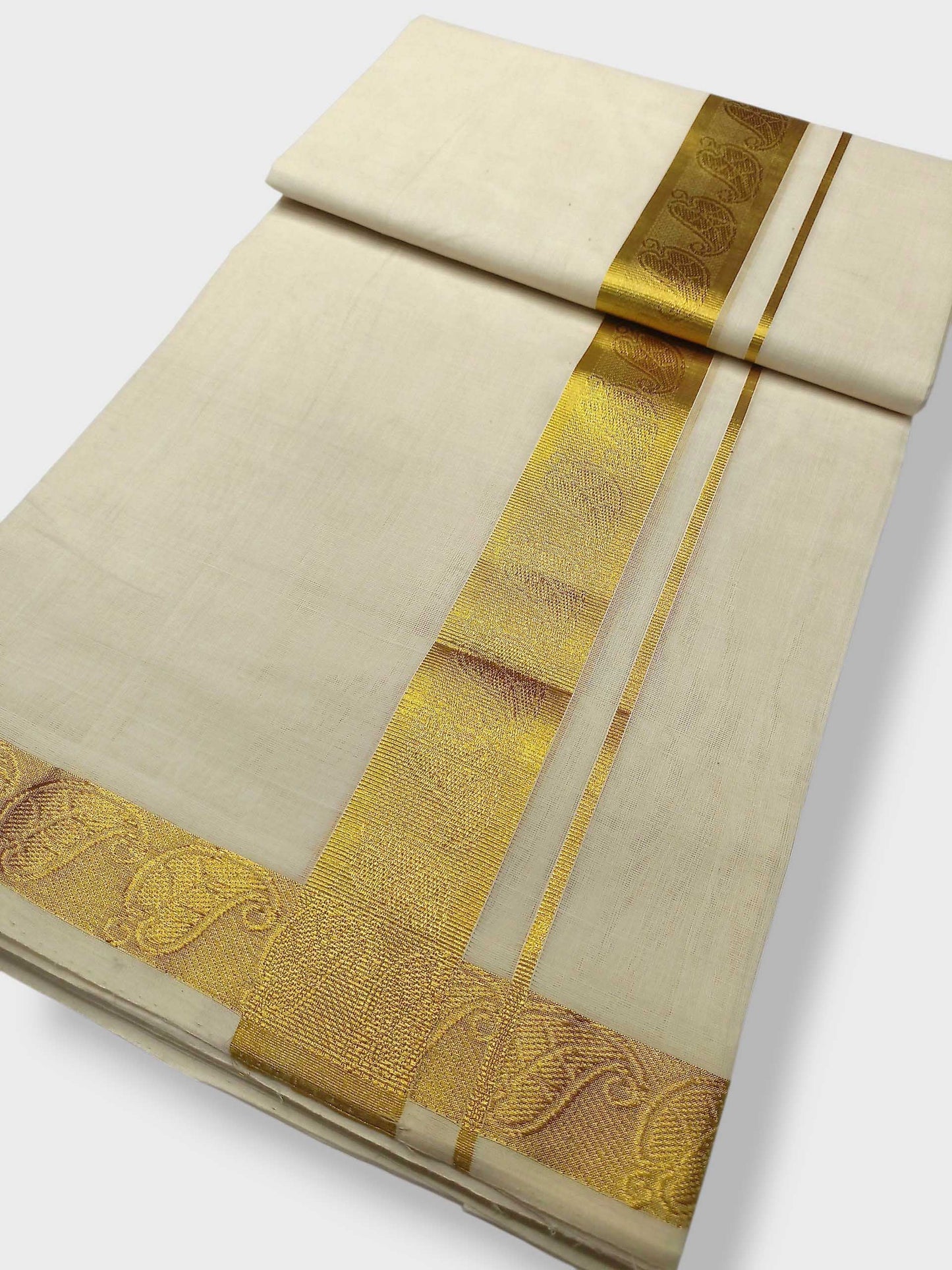 Premium Wedding Handloom Balaramapuram Unaakupaavu Kasavu Mundu for Men