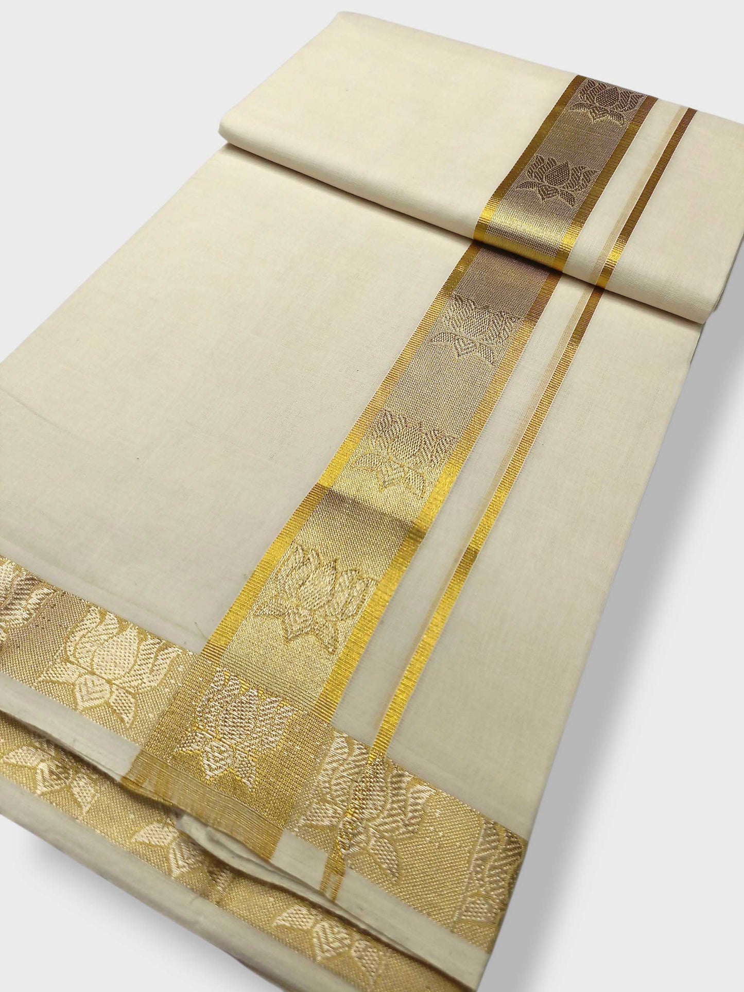 Premium Wedding Handloom Balaramapuram Unaakupaavu Kasavu Mundu for Men