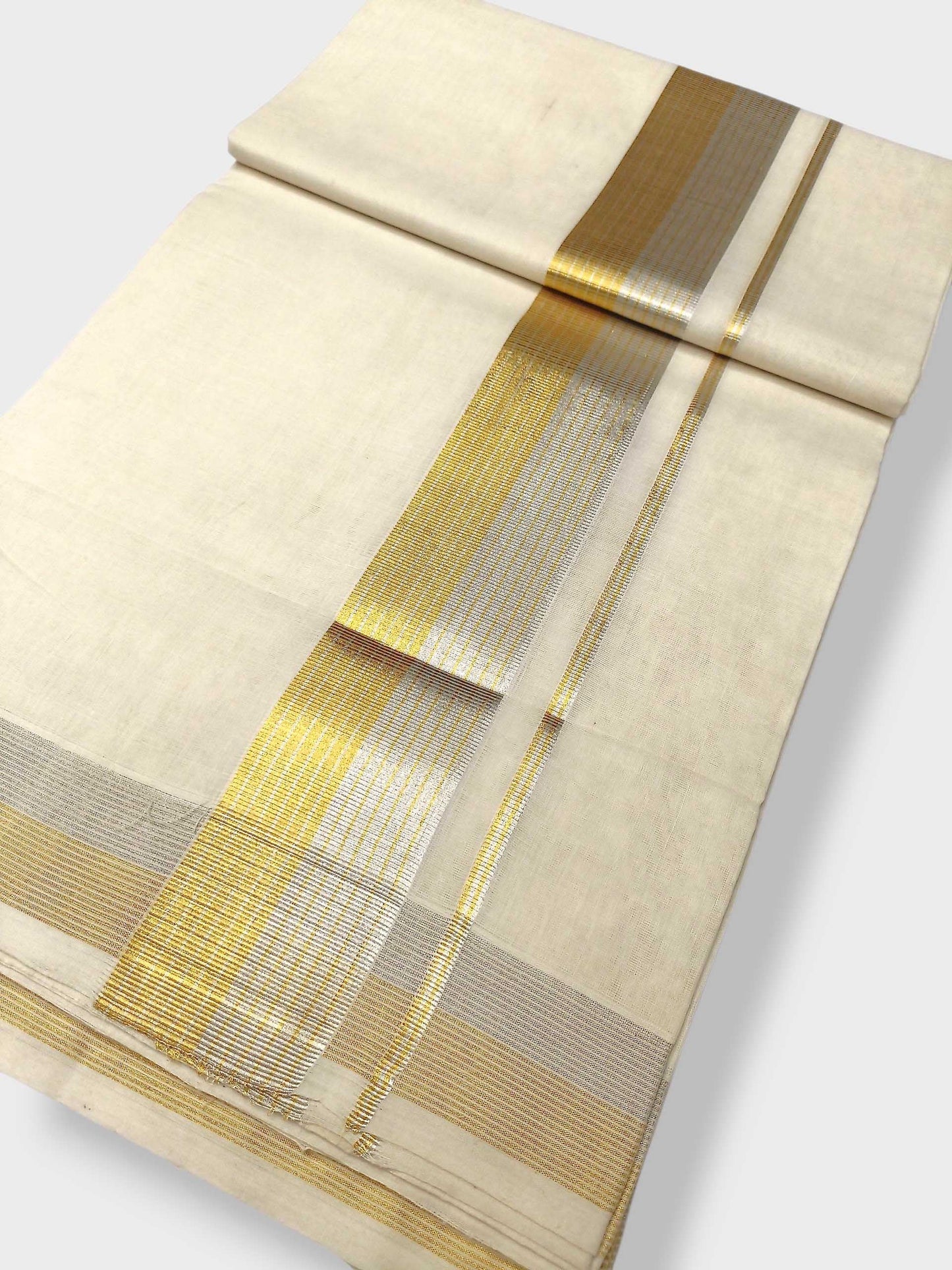 Premium Wedding Handloom Balaramapuram Unaakupaavu Kasavu Mundu for Men